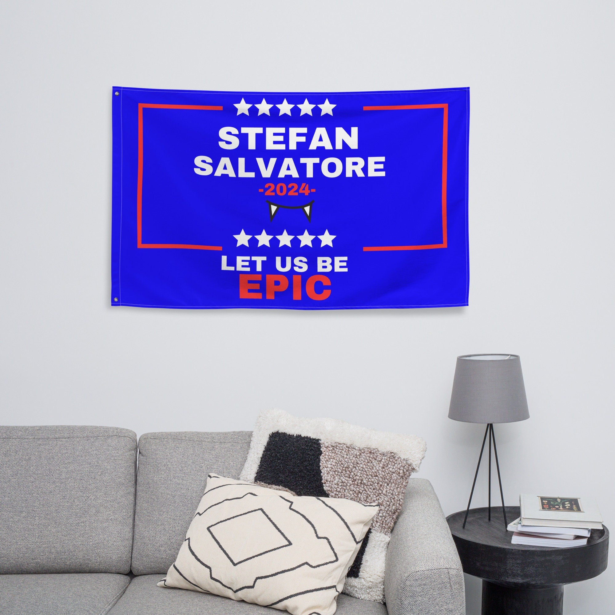 Stefan Salvatore Flag | The Vampire Diaries Merch | TVD Tapestry & Room Decor | Dorm Flag for Fans | Team Stefan Gift Idea | Perfect for TV Show Themed Parties & Fan Rooms