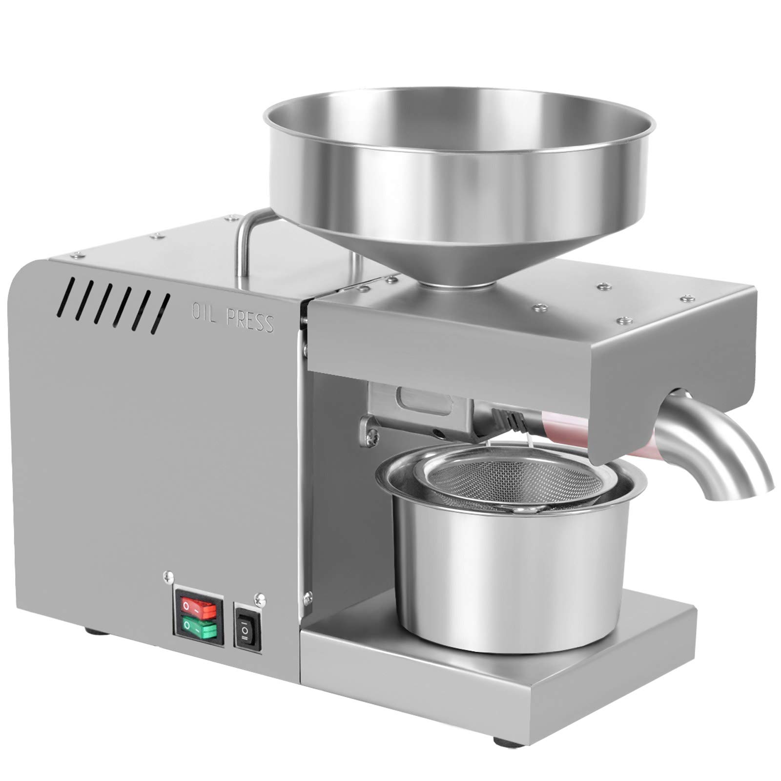 Stainless Steel Automatic Oil Press Machine 110V 600W - Electric Cold & Hot Oil Extractor for Peanut, Sunflower, Walnut, Olive, Flax Seeds - Perfect for Home Kitchen & Healthy Cooking