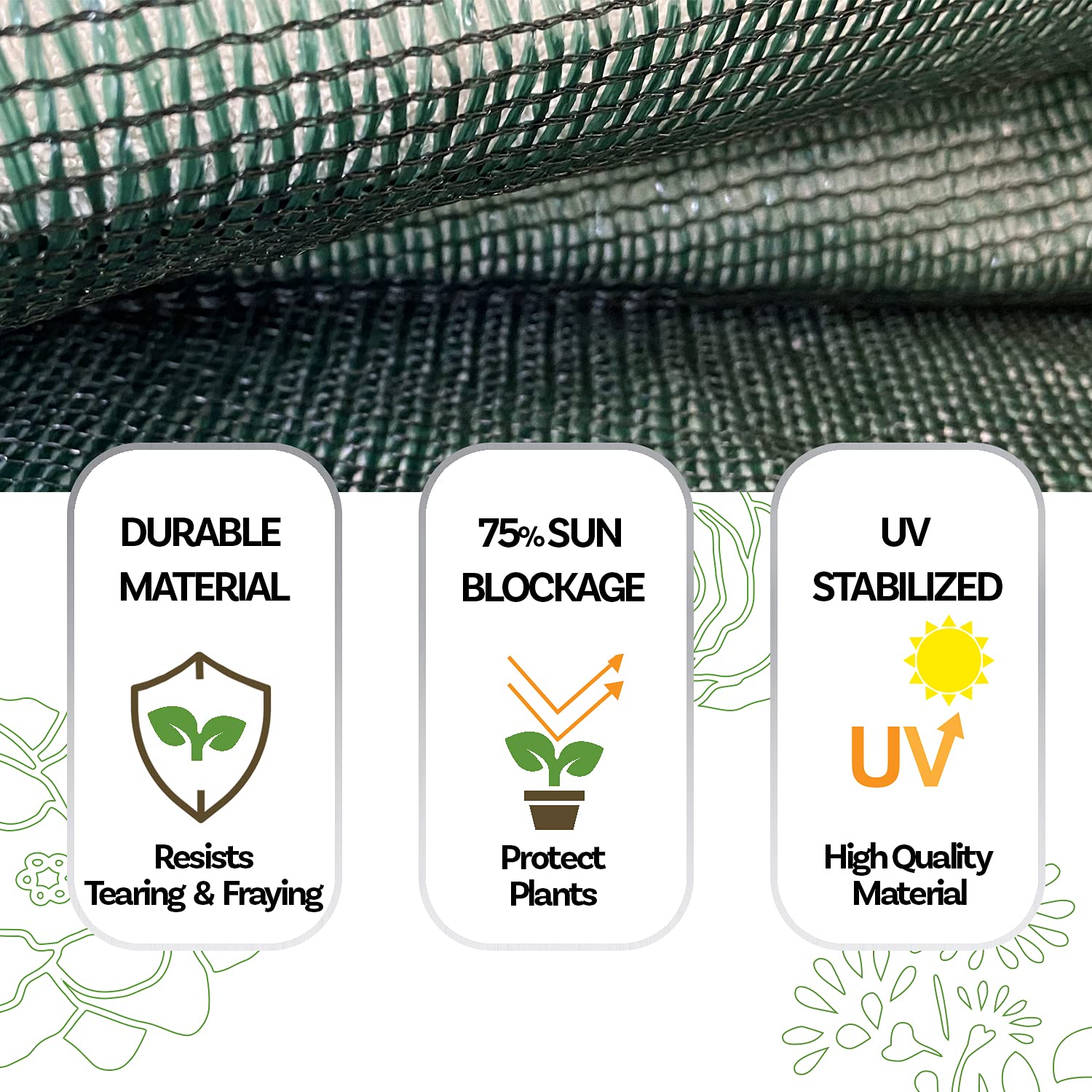 Alion Home 75% UV Protection Garden Shade Net - Durable Sunblock Plant Cover for Greenhouse, Flowers, Trees & Fence - Green (6ft x 3ft) | Perfect for Outdoor Gardening, Patio Shade & Plant Protection
