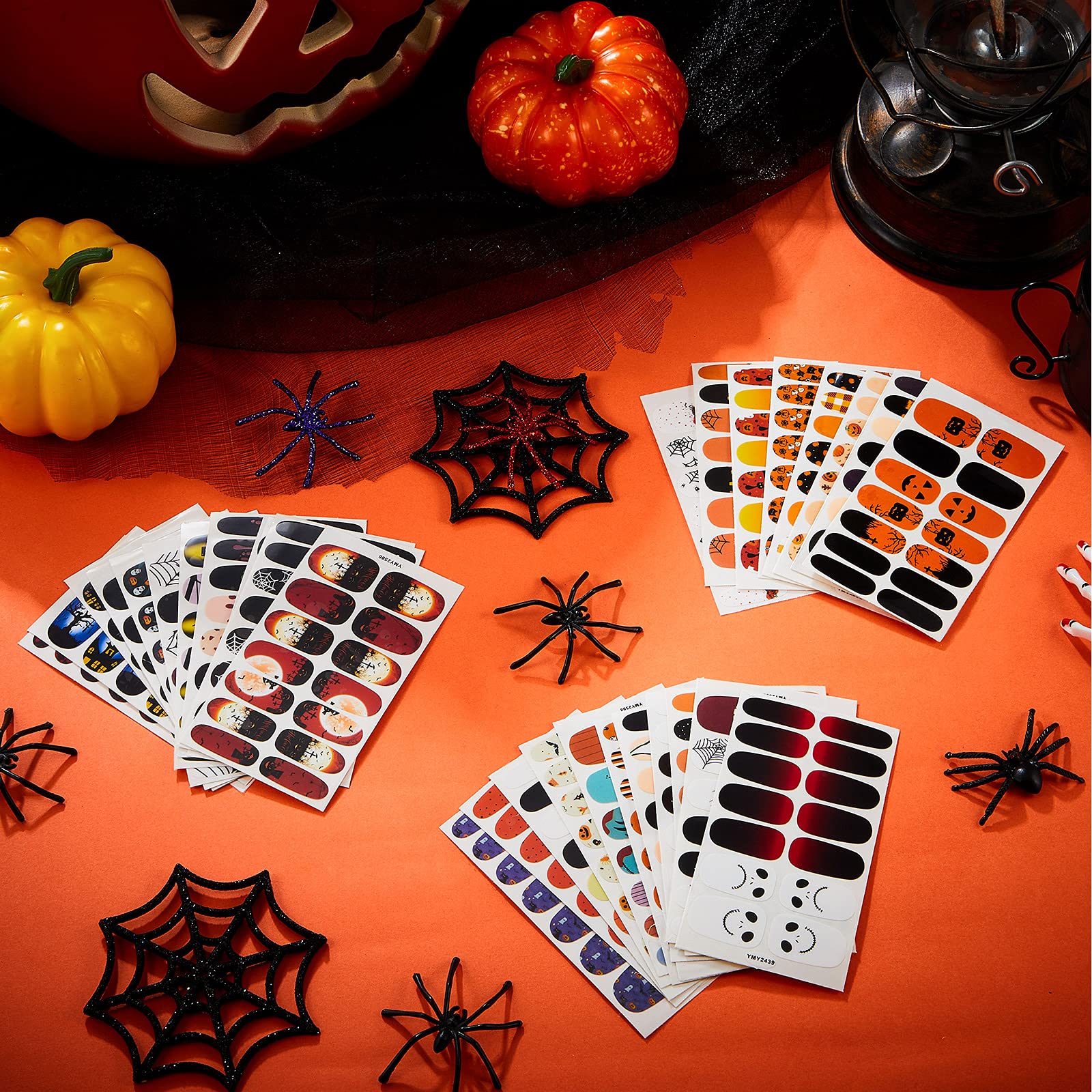 30 Sheets Halloween Nail Wraps - Pumpkin Bat Ghost Spider Nail Stickers for Women & Girls | DIY Nail Art, Party Decor, Salon Manicure | Waterproof Nail Polish Stickers for Halloween Party, Cosplay, Costume Events