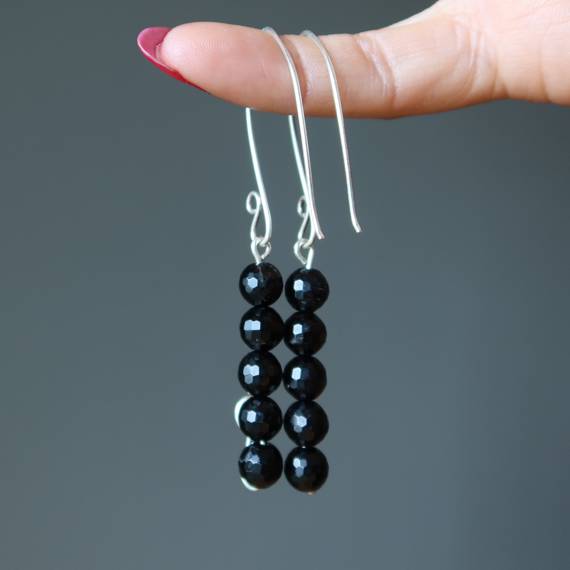 Black Tourmaline Earrings for Women - 925 Sterling Silver Dangle Earrings with Sparkling Crystals | Perfect for Everyday Wear, Gift Giving & Energy Protection Jewelry