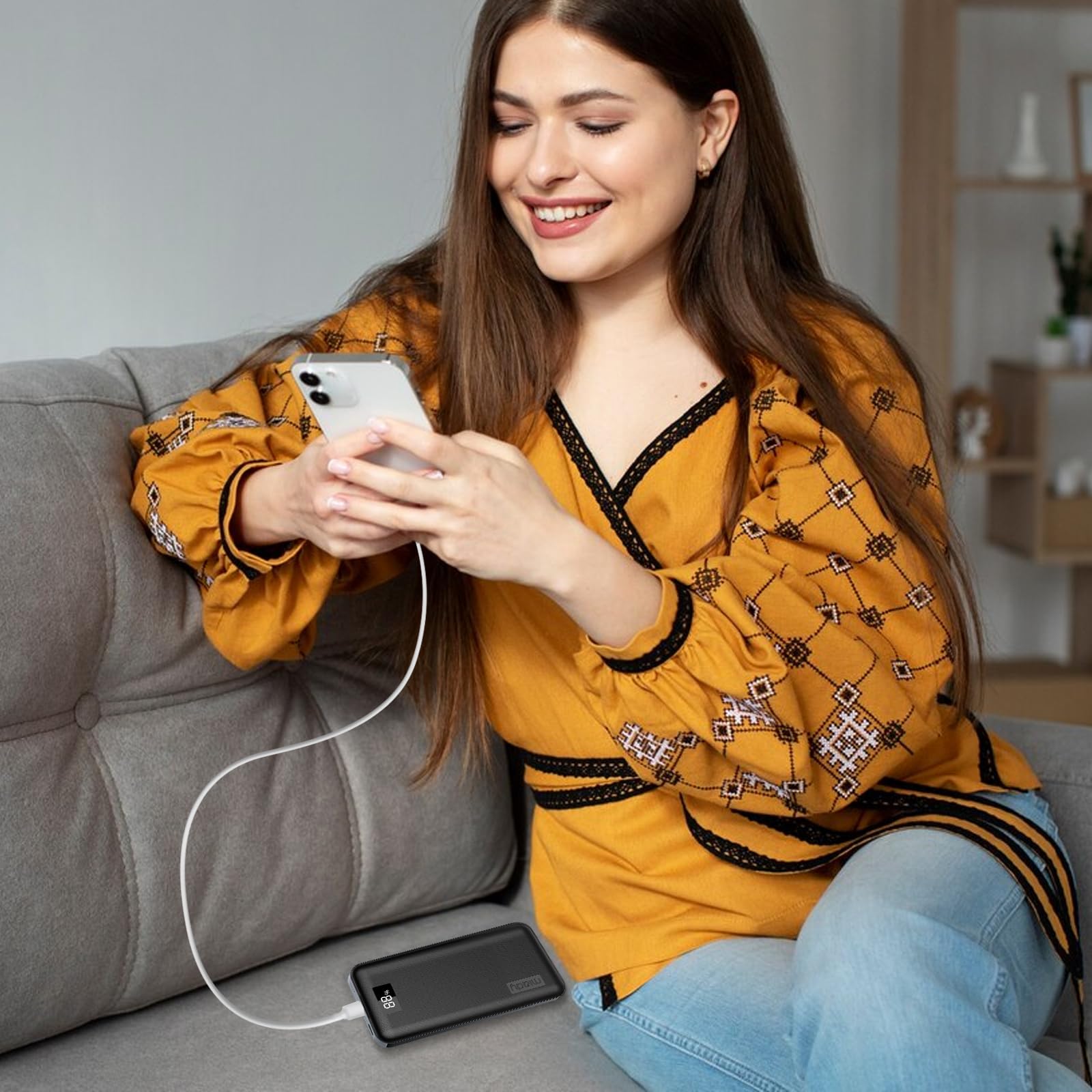 Miady 10000mAh PD 20W Fast Charging Power Bank with USB-C & LED Display - Portable Charger for iPhone 16/15/14, Samsung S24/S22, Google Pixel, iPad & Android Devices | Perfect for Travel, Camping & Emergency Backup (Black)
