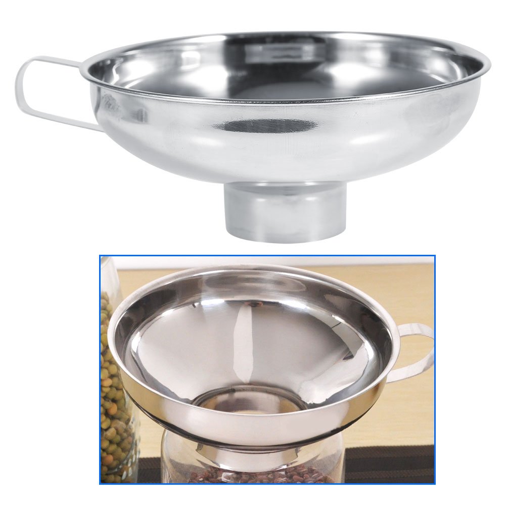 Premium Stainless Steel Wide Mouth Funnel - Rust Resistant Kitchen Canning Funnel with Handle for Liquids, Solids, Jars - Ideal for Home Brewing, Cooking, Preserving & DIY Projects (Small Size)