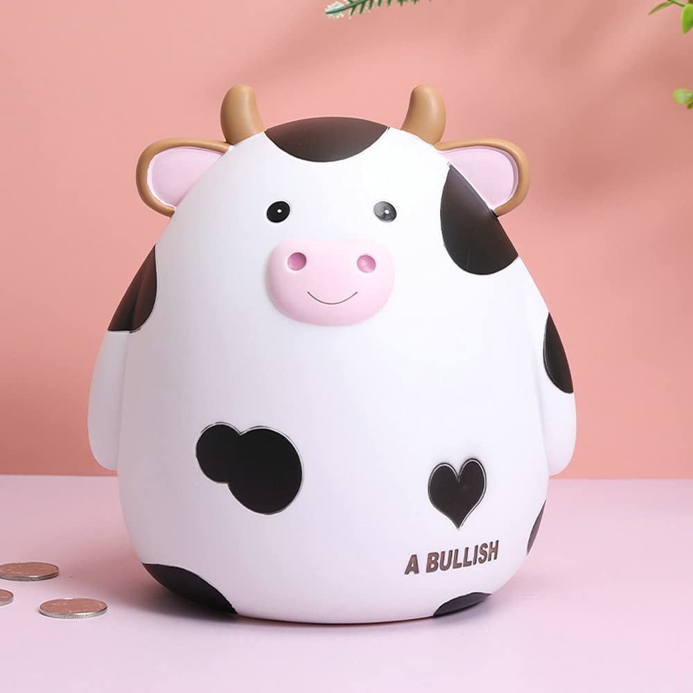 Cute Cartoon Cow Shaped Piggy Bank - Large Money Saving Box for Kids, Birthday Gifts, Home Decor & Coin Storage (White, 15x13x17cm) - Perfect for Children's Savings, Piggy Bank Collections & Nursery Room Decorations