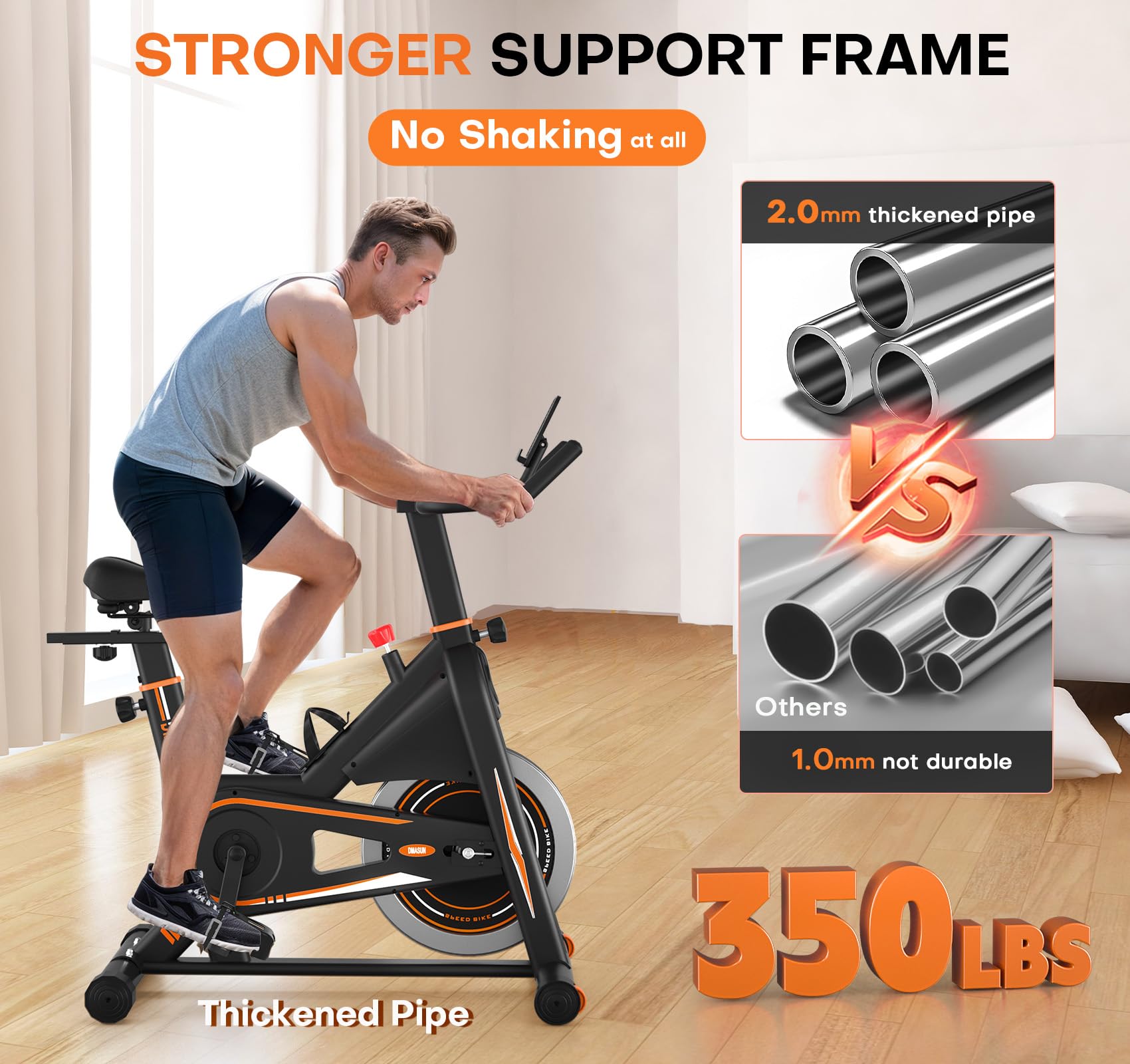 DMASUN Magnetic Resistance Exercise Bike for Home Gym - Indoor Cycling Bike with Comfortable Seat Cushion & Digital Display - Heart Rate Monitor - Perfect for Cardio Workouts & Weight Loss Training