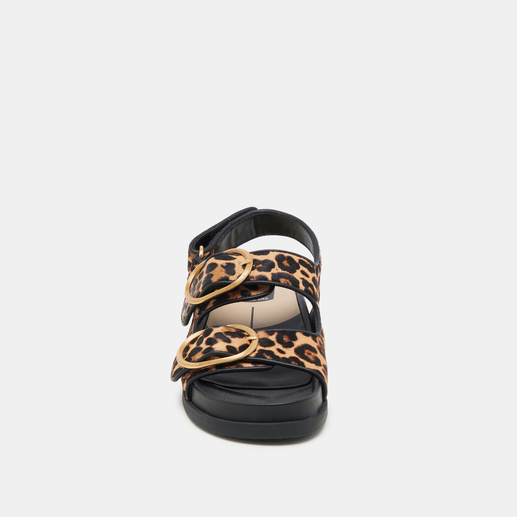 STARLA Women's Leopard Print Black Calf Hair Sandals - Fashionable & Comfortable for Summer, Beach, and Casual Outings