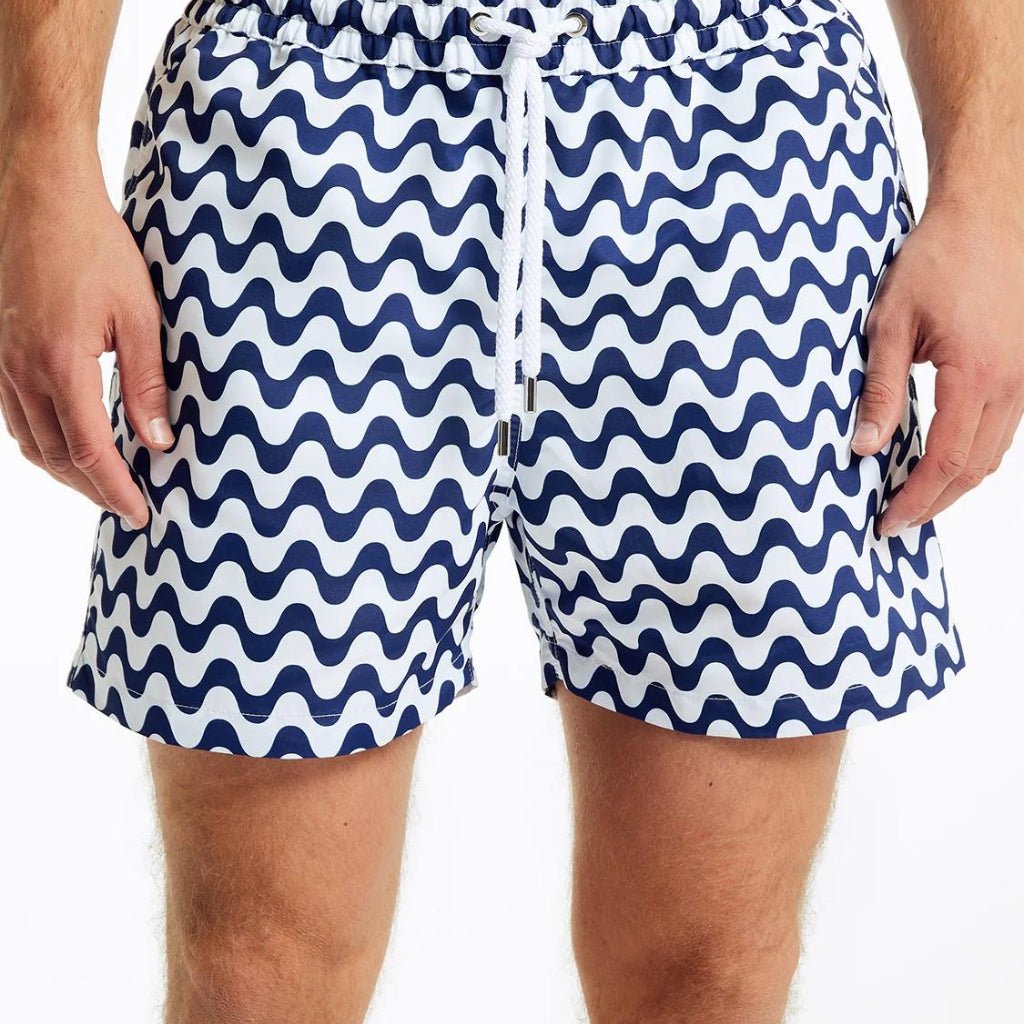 FRESCOBAL CARIOCA Copacabana Sport Swim Shorts for Men - Navy/White - Quick Dry, Comfortable Beach & Pool Swimwear for Swimming, Surfing, and Summer Vacations