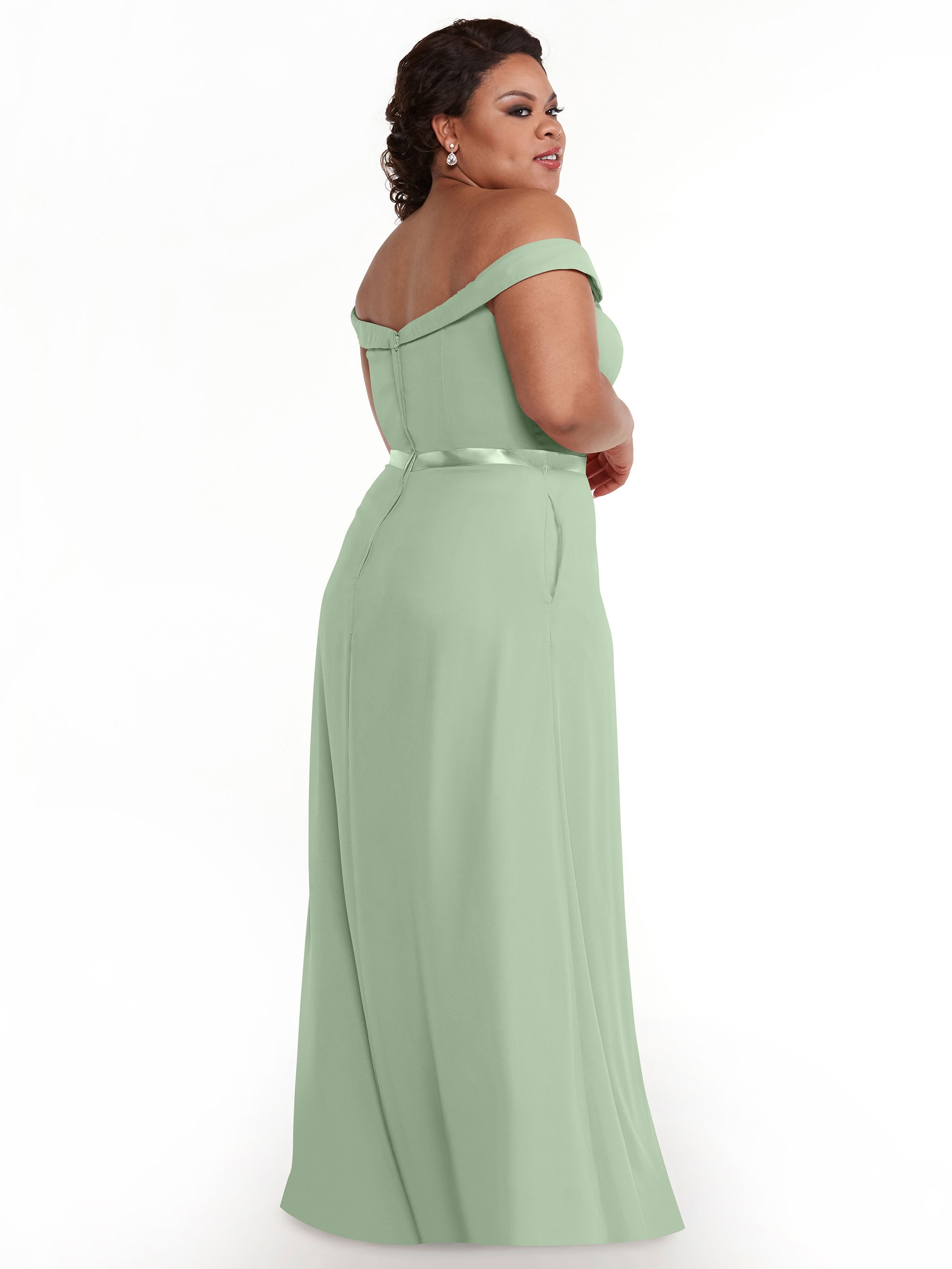 Elegant Off-the-Shoulder Chiffon A-Line Bridesmaid Dress with Sash - Perfect for Weddings, Formal Events & Special Occasions