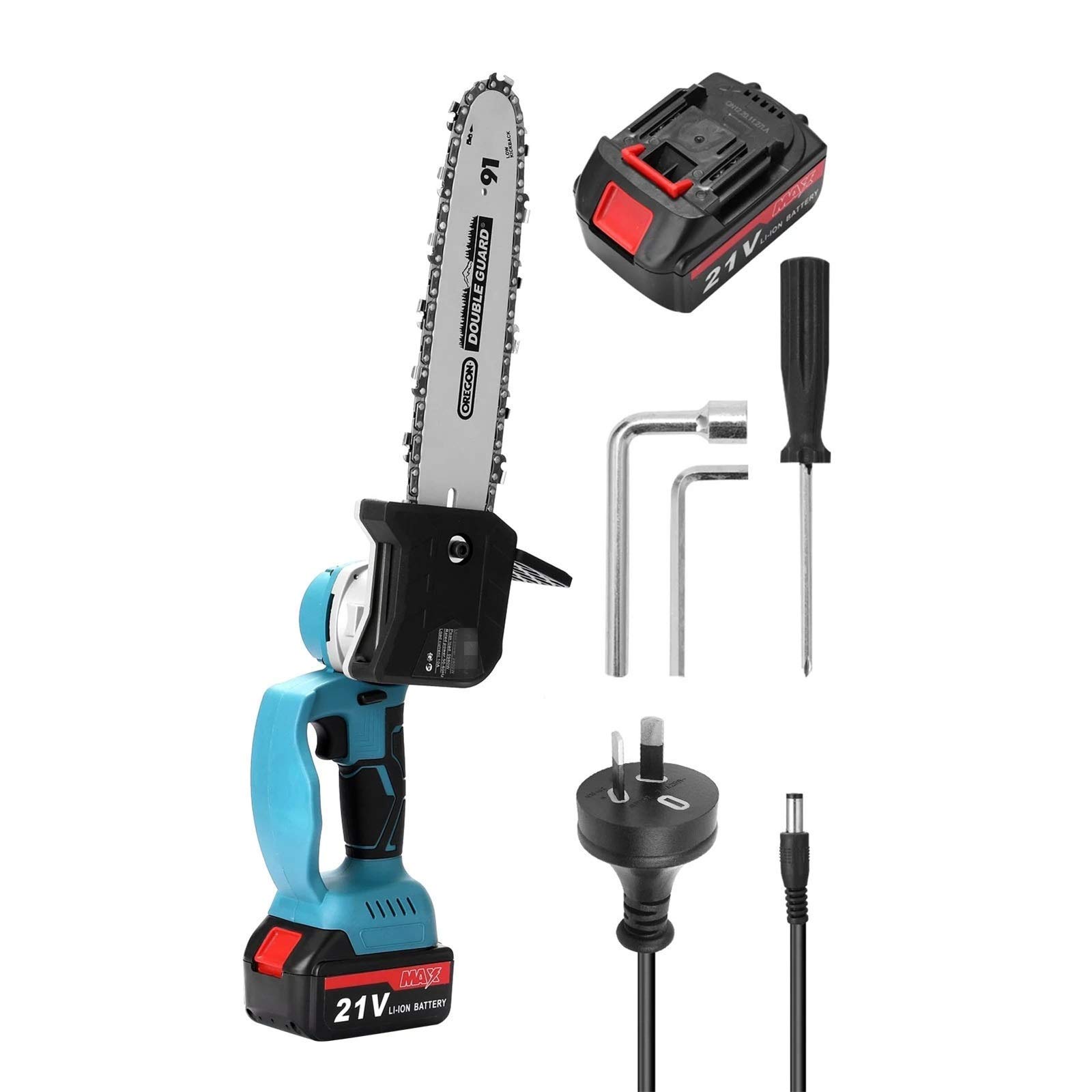 21V Electric Pruning Saw - Cordless Chainsaw for Wood Cutting, Tree Trimming & Small Wood Splitting | Lightweight Woodworking Tool for Garden, Yard & DIY Projects