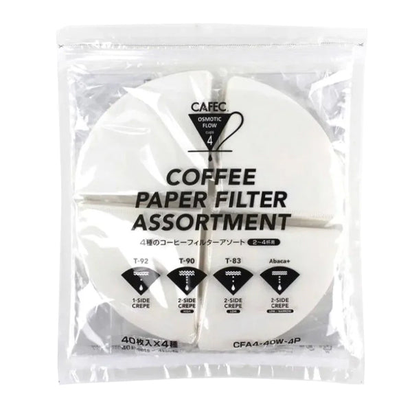 Premium Cafec Assorted Coffee Filter Paper Pack - 100ct, 1-4 Cup Sizes, Compatible with Chemex, Hario V60, Kalita - Perfect for Home Brewing, Pour Over & Drip Coffee Makers