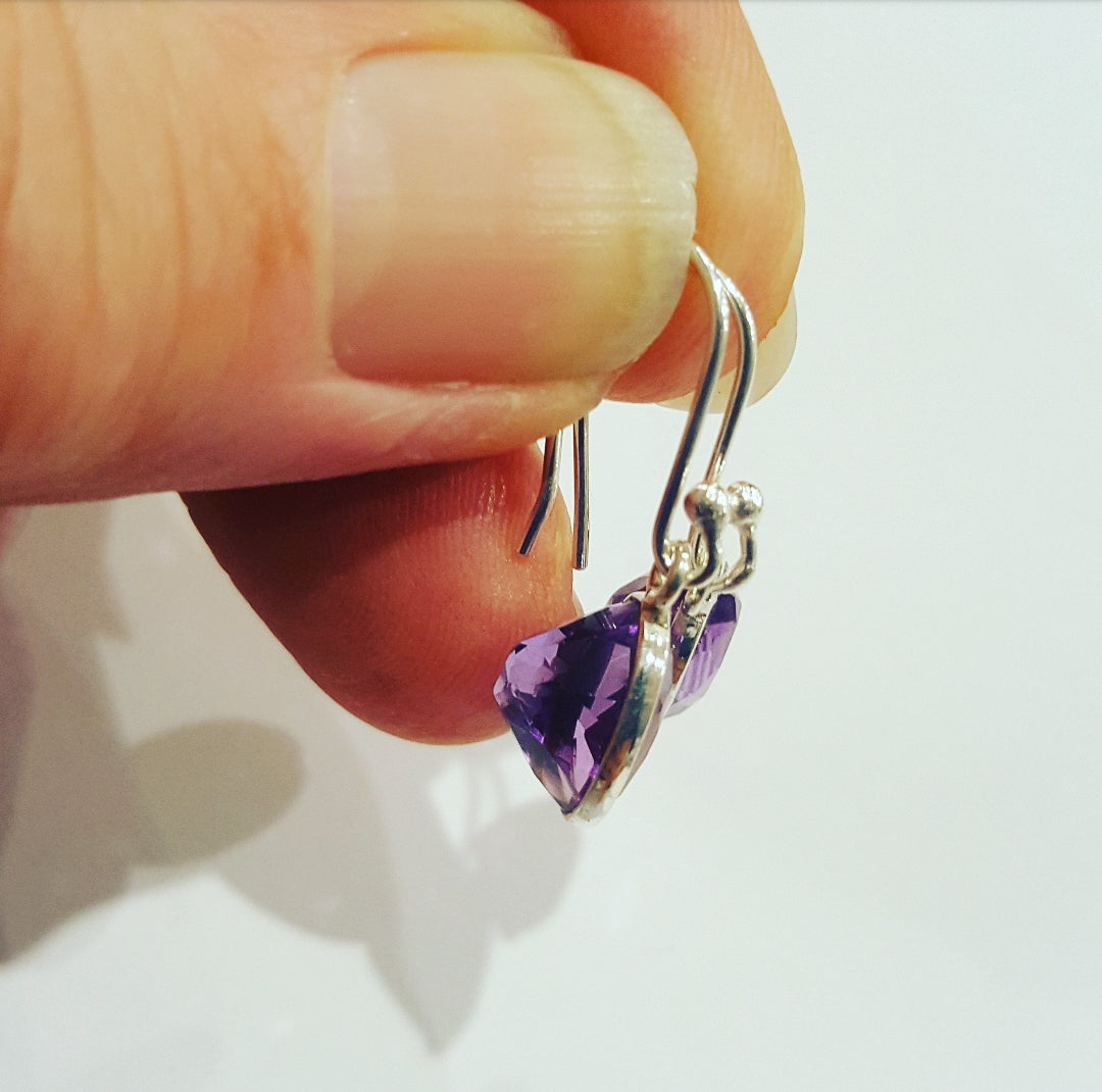 Natural Amethyst Stone Drop Earrings for Women - Elegant Purple Gemstone Jewelry Gift for Birthday, Wedding & Special Occasions