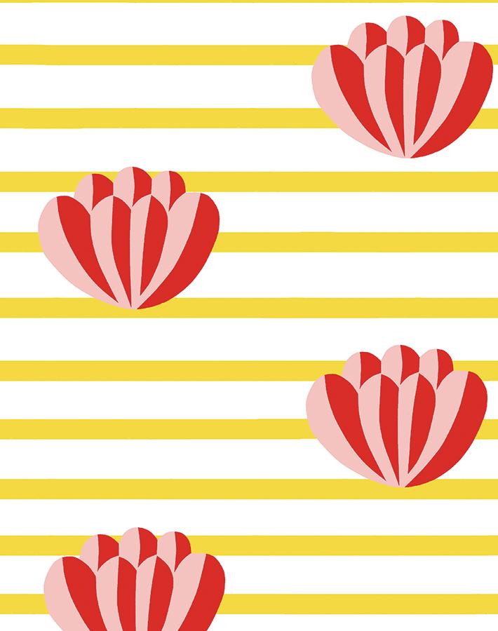 Clare V. 'Lotus Stripe' Wallpaper - Floral Peel & Stick Wallpaper for Bedroom, Living Room | Marigold Pattern Removable Wallpaper for Home Decor