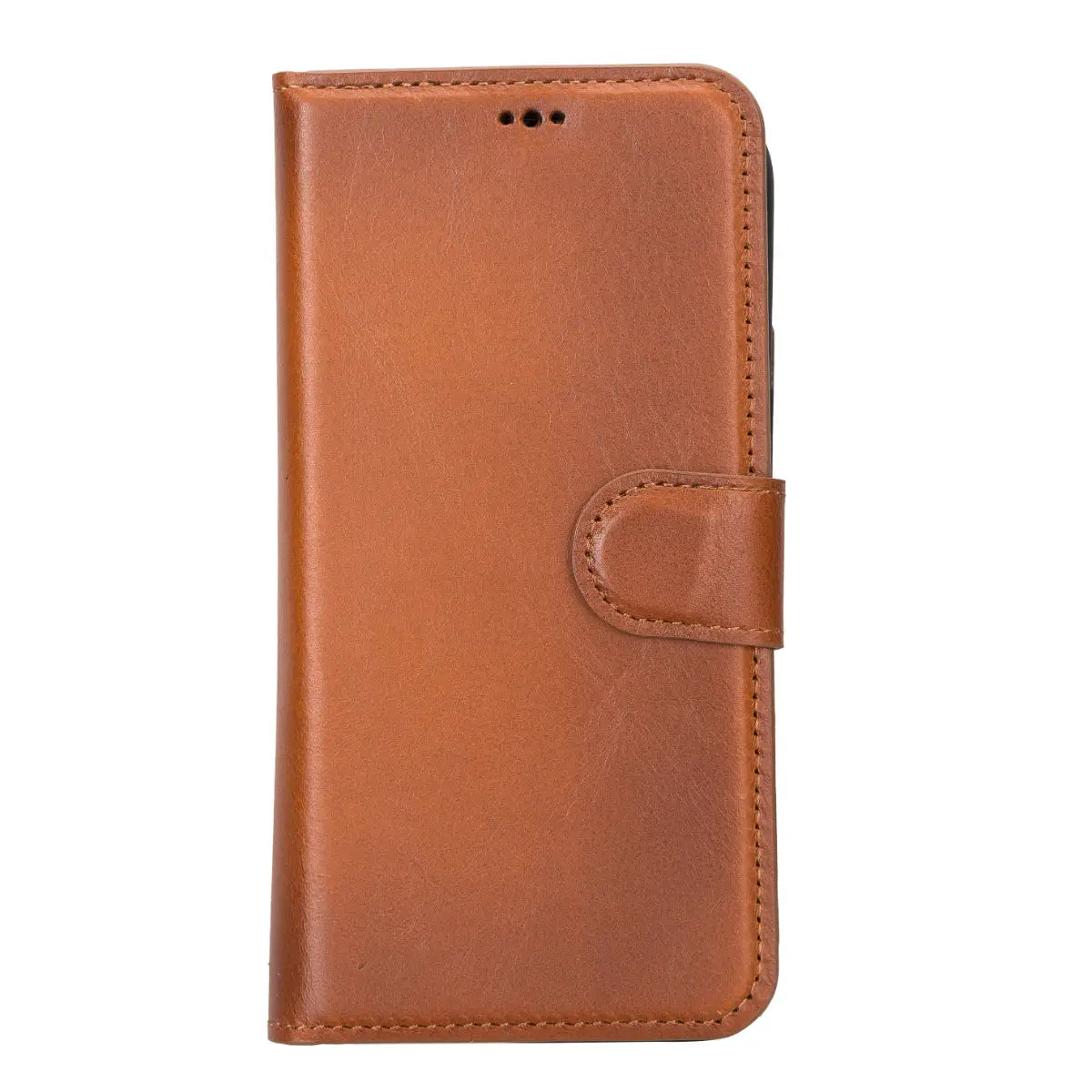 Premium Burnished Tan Leather Wallet Case for iPhone 14 - Slim Protective Cover with Card Slots | Perfect for Everyday Use, Travel & Business (iPhone 14 Case)
