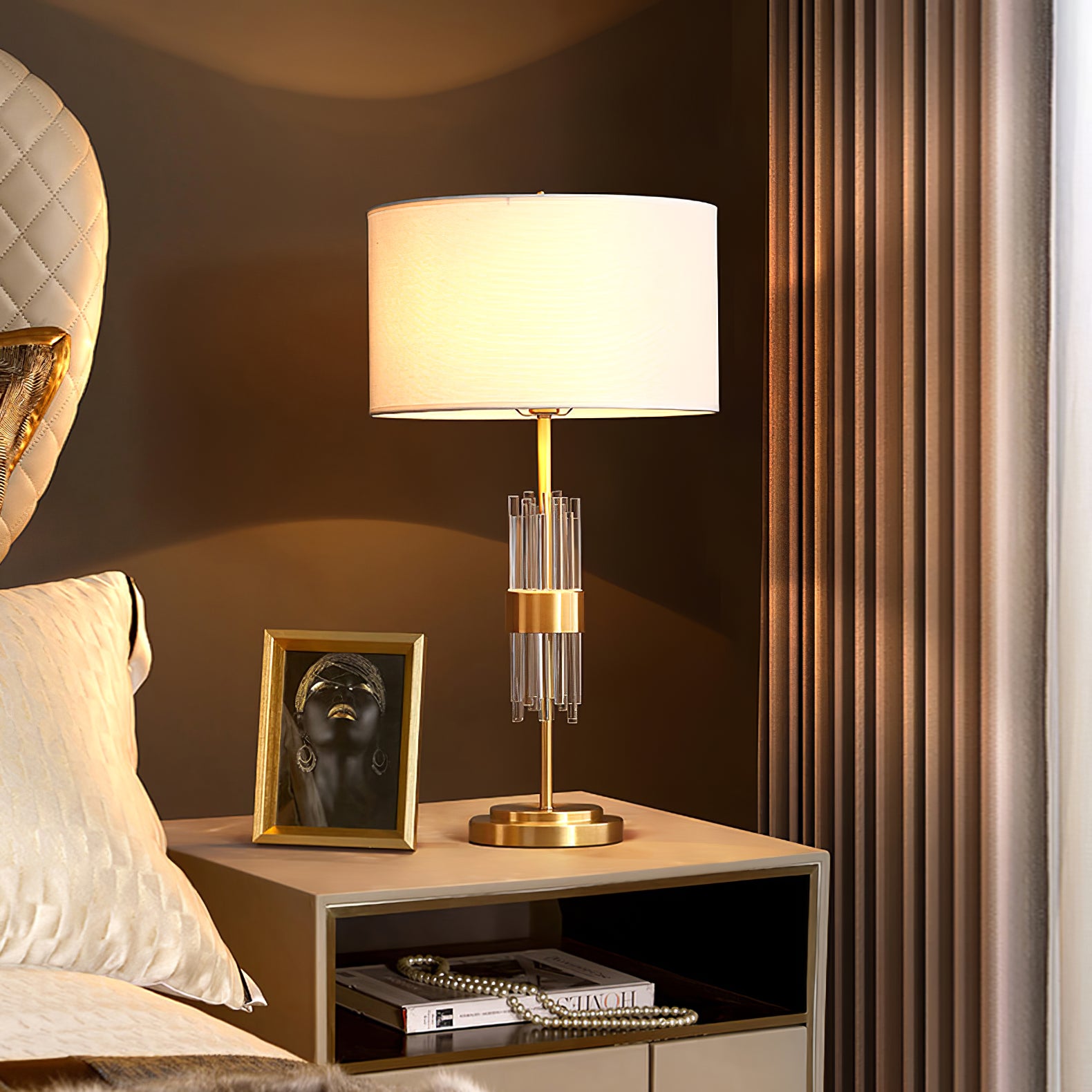 Sabina Table Lamp - Modern LED Nightstand Light with USB Port, Touch Control & Adjustable Brightness for Bedroom, Living Room & Office