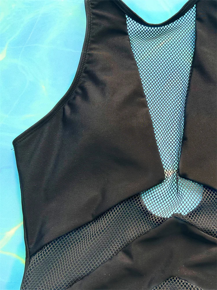 Sexy Black Mesh One Piece Swimsuit for Women - 2025 Hollow Out Backless Monokini Bathing Suit | Beach Vacation, Pool Party & Summer Swimwear