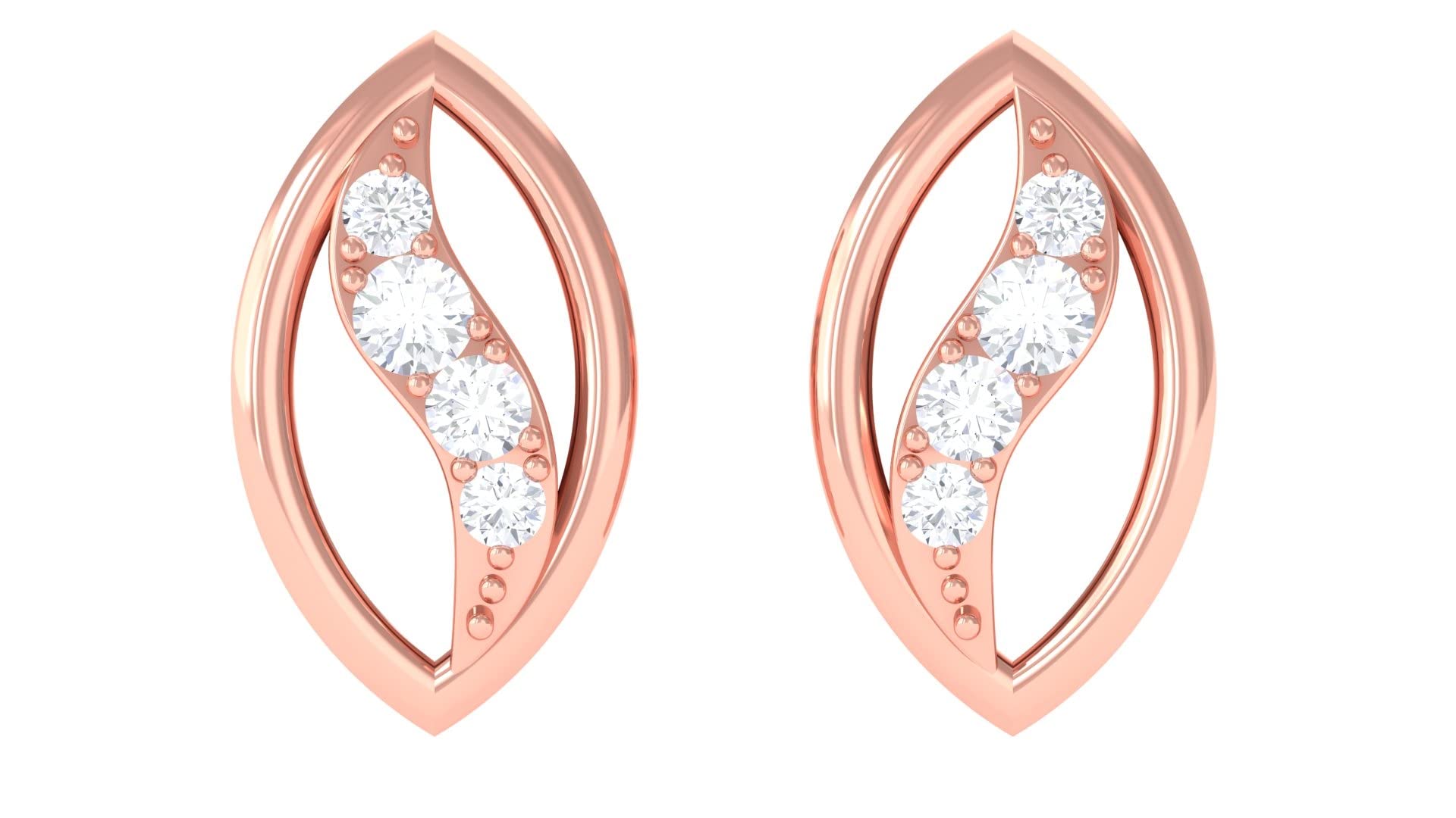 Diamond Petal Stud Earrings for Women - 14K Solid Gold Certified Diamond Earrings, April Birthstone Jewelry | Perfect for Gifts, Weddings & Special Occasions