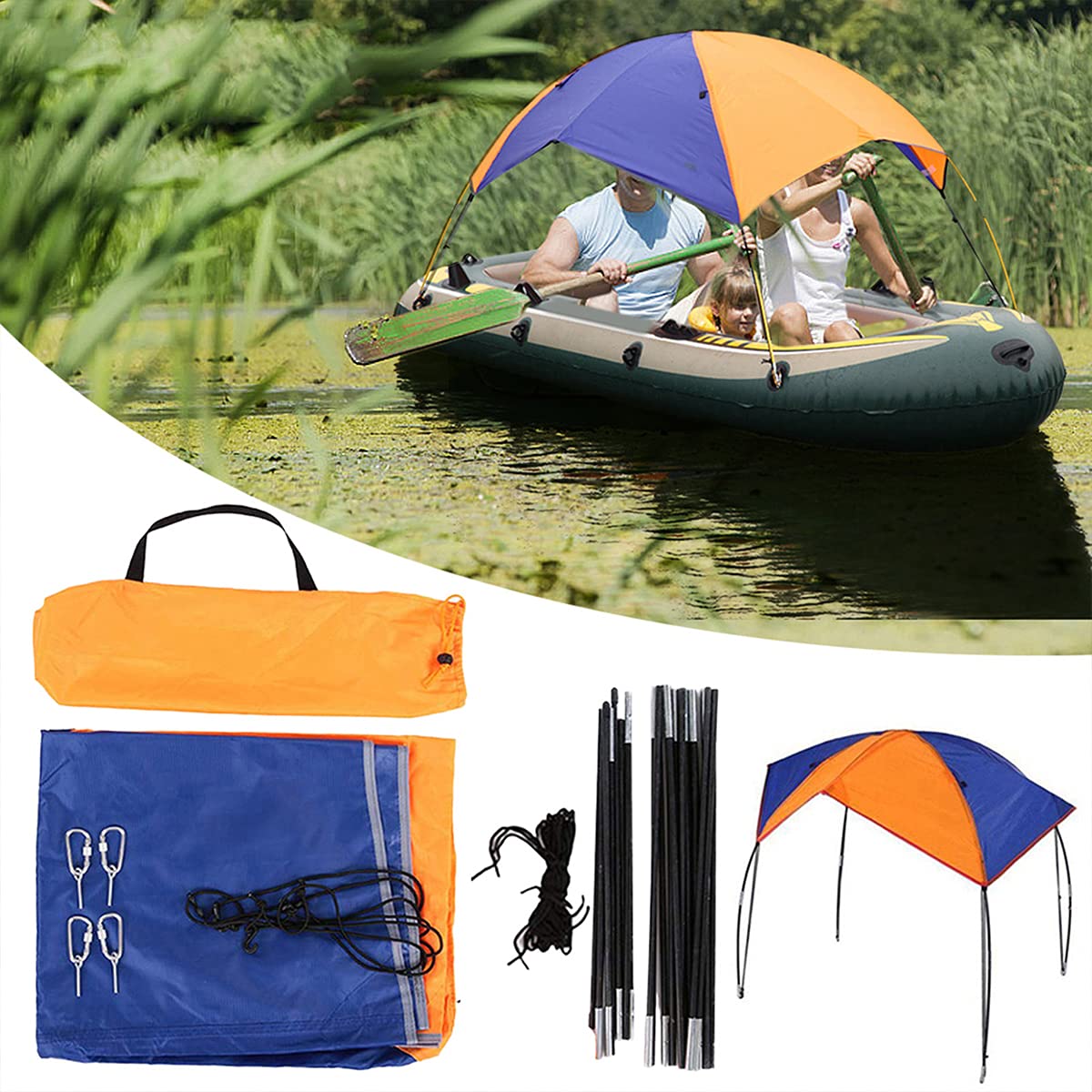 **WFTD Inflatable Kayak Canopy - Waterproof UV Protection & Windproof Folding Boat Cover - Sun Shade Shelter for Fishing, Camping & Outdoor Adventures**