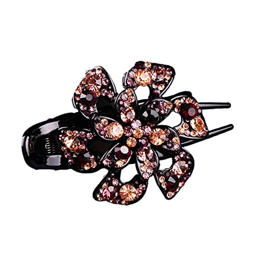 Elegant Rhinestone Flower Hair Clips for Women - Anti-Slip Tooth Acrylic Hairpins, Girls Hair Accessories & Decor | Perfect for Weddings, Parties & Daily Styling
