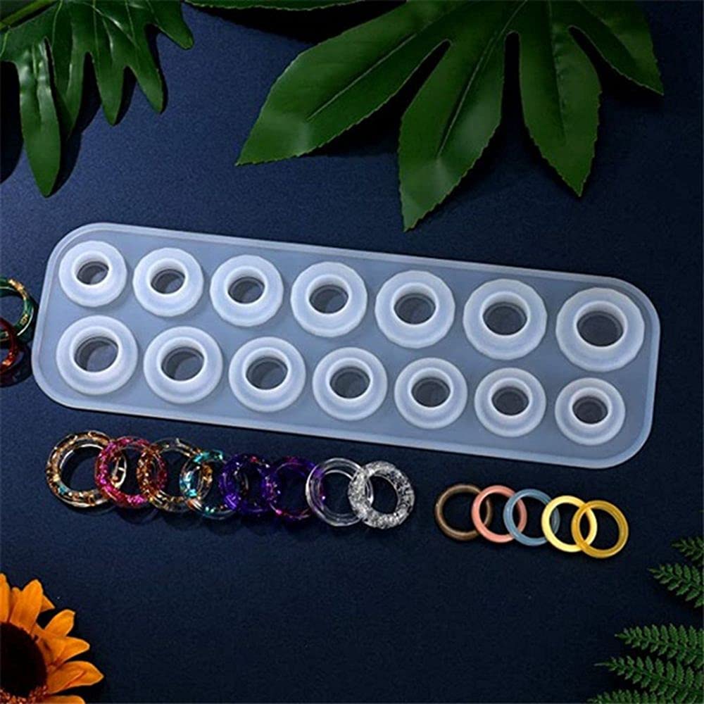 BYBYCD 14-Hole Resin Ring Silicone Mold for DIY Jewelry Making - Epoxy Resin Casting Mold for Handmade Rings - Perfect for Wedding Bands, Engagement Rings & Gift Crafting