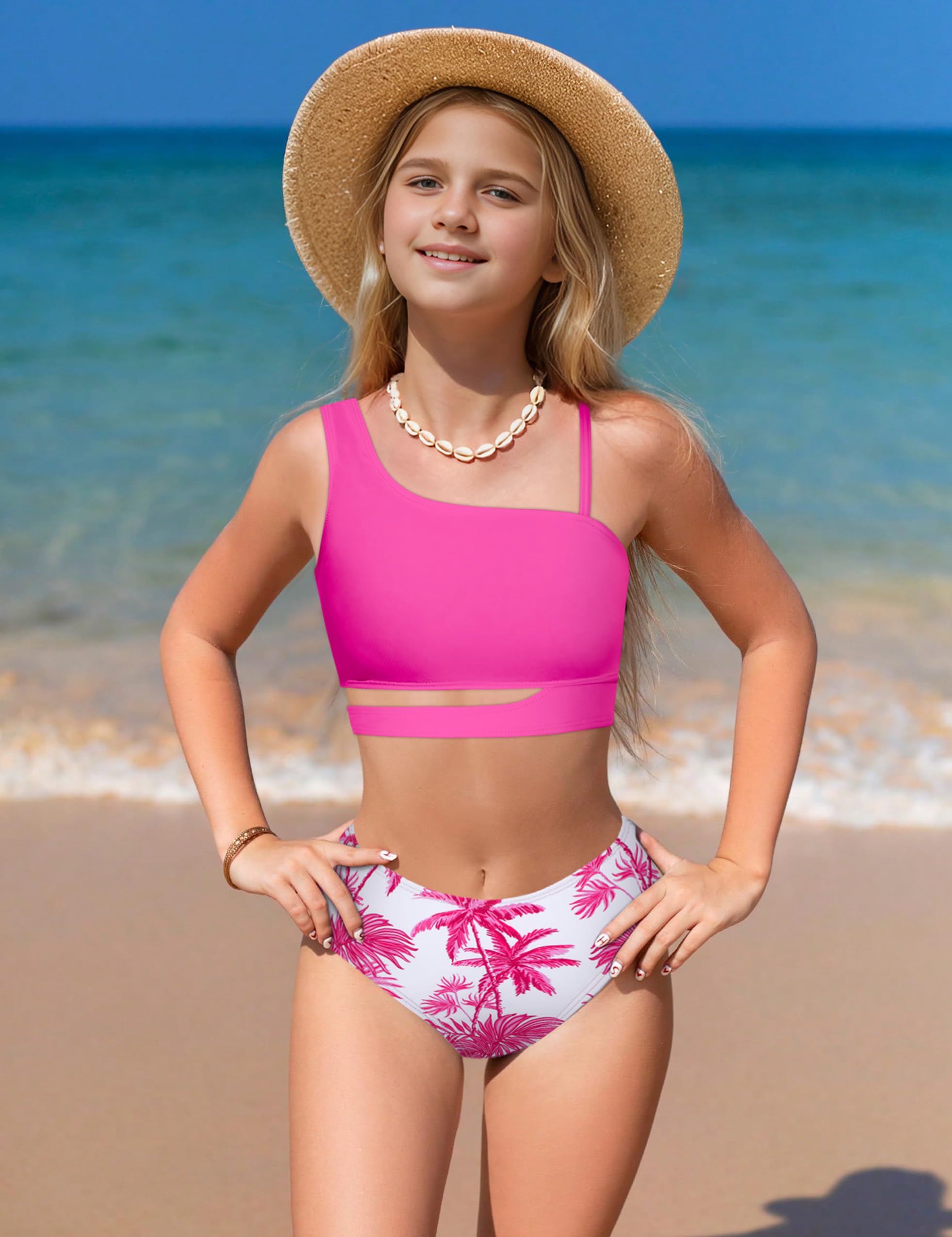 QueenStyle Girls Bikini Set - Kids Two-Piece Swimwear with Cutout Design, Trendy Bathing Suit for Beach & Pool Fun | Perfect for Summer Vacations, Swim Lessons & Family Outings