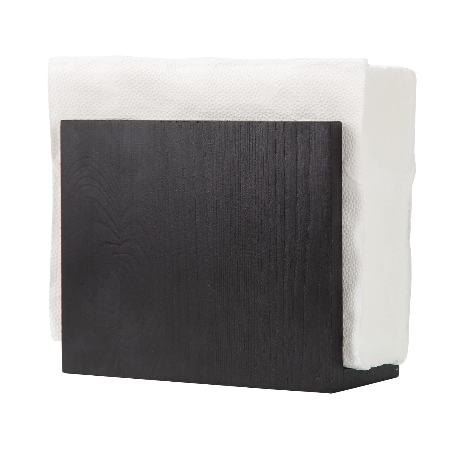 Rustic Wooden Paper Napkin Holder - Farmhouse Style Napkin Storage Dispenser for Kitchen, Dining Table, Office & Restaurant Decor - Vintage Home Gift & Bar Accessories (Black) - Perfect for Farmhouse, Rustic, or Vintage Themed Spaces
