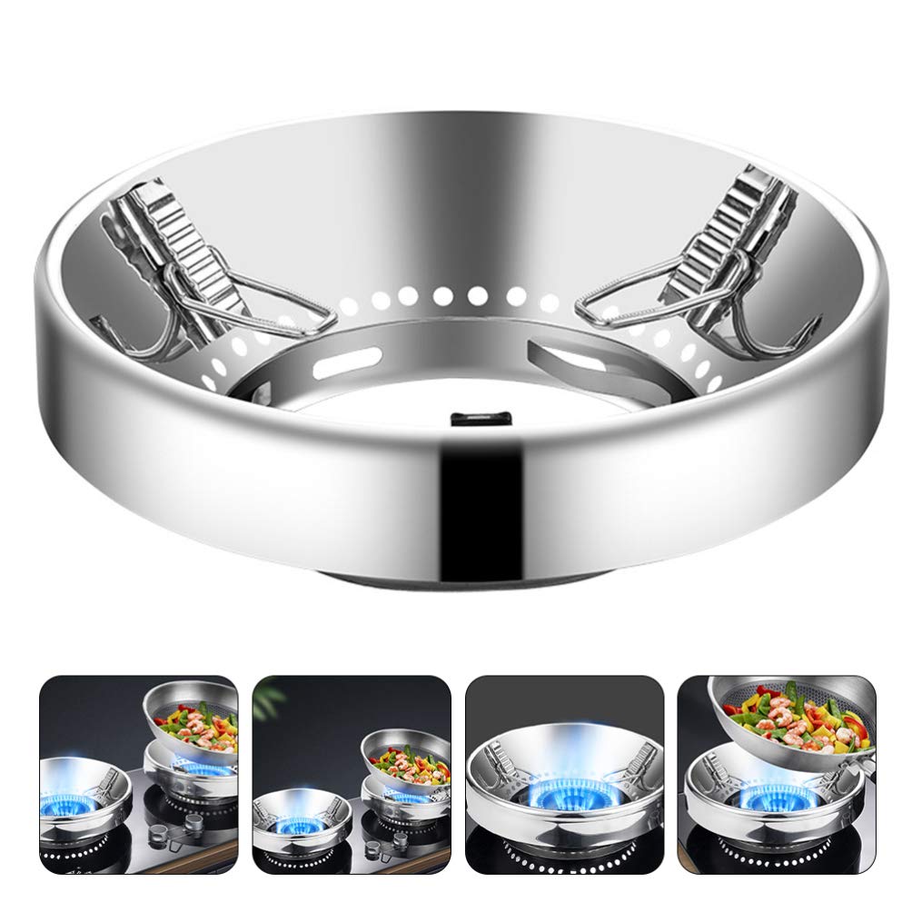 Hemoton 1-Piece Fireproof Cast Iron Wok Stand - Heavy Duty Burner Support for Gas Stove, Windproof Cooktop Grate, Stainless Steel Wok Holder - Perfect for Outdoor Camping & Indoor Asian Cooking