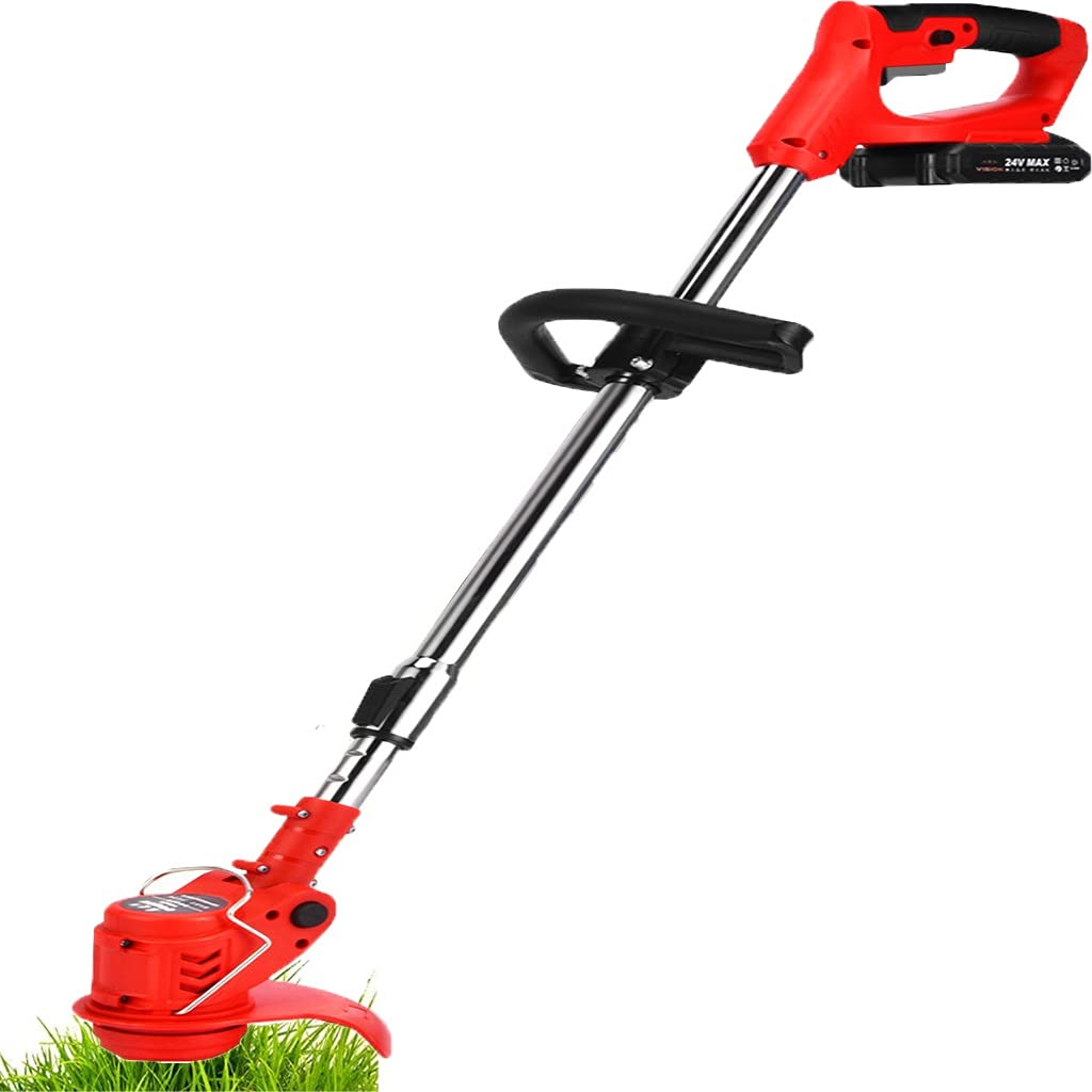 24V Li-Ion Cordless Electric String Trimmer with 3 Blades - Telescopic Adjustable Lawn Edger - Quiet Battery Powered Grass Trimmer for Yard Maintenance, Garden Care & Landscaping