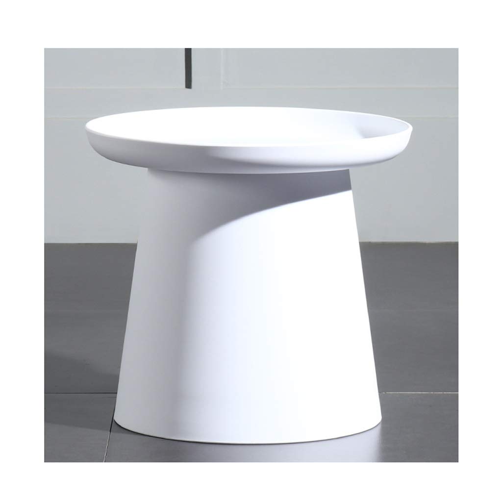 Modern Round Side Table - Geometric Contemporary Coffee Table for Small Spaces, Easy to Clean White End Table - Perfect for Living Room, Bedroom, or Office Decor (Small Size)