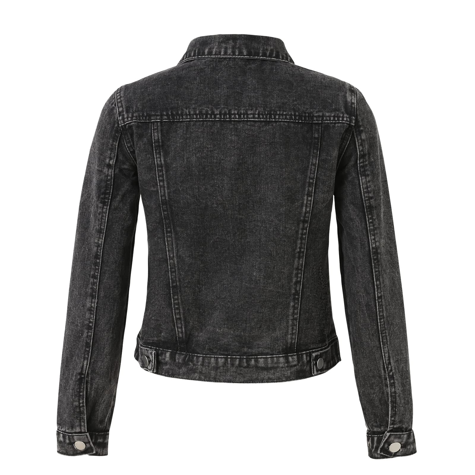 Women's Long Sleeve Denim Jacket - Casual Button Up Jean Coat with Solid Color | Perfect for Spring/Fall Layering, Outdoor Activities & Everyday Wear