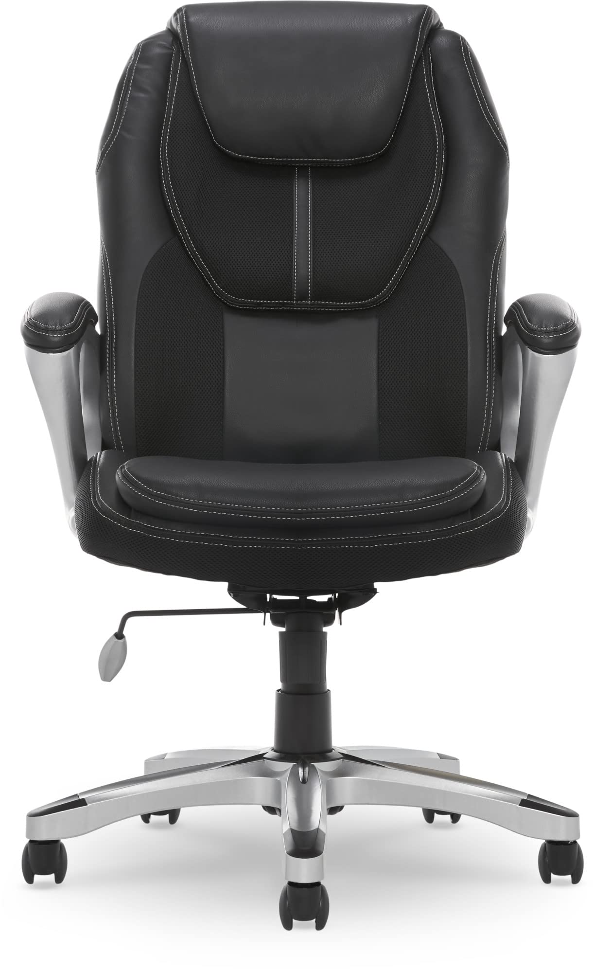 Serta Amplify Executive Office Chair - Adjustable Ergonomic Gaming Chair with Lumbar Support, Padded Arms, Faux Leather & Mesh Back - Black - Perfect for Home Office, Gaming Setup & Workspace Comfort