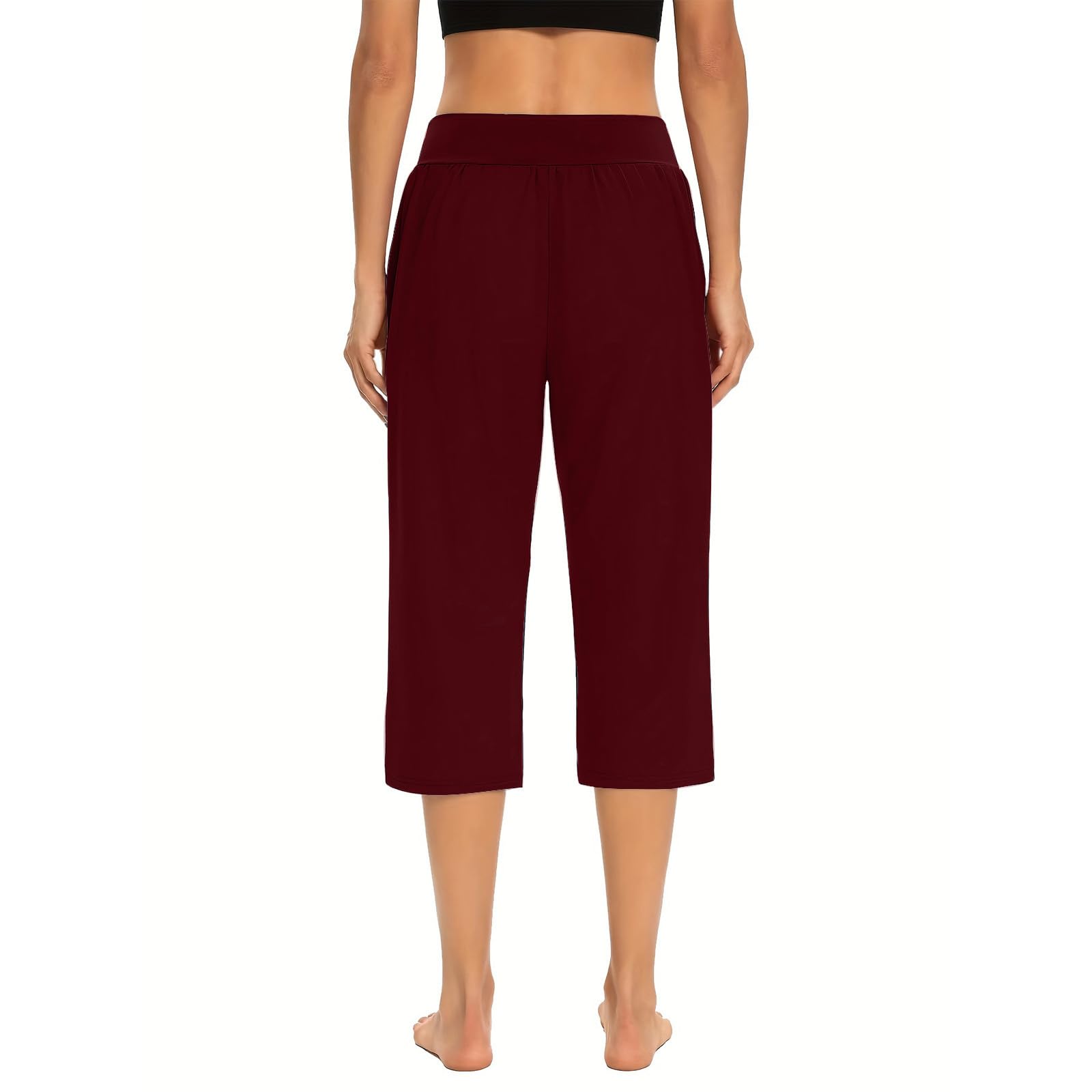 Women's Capri Yoga Pants - Soft Summer Workout Sweatpants with Pockets | Comfy Lounge & Sleep Pajama Pants for Home, Gym, and Outdoor Activities