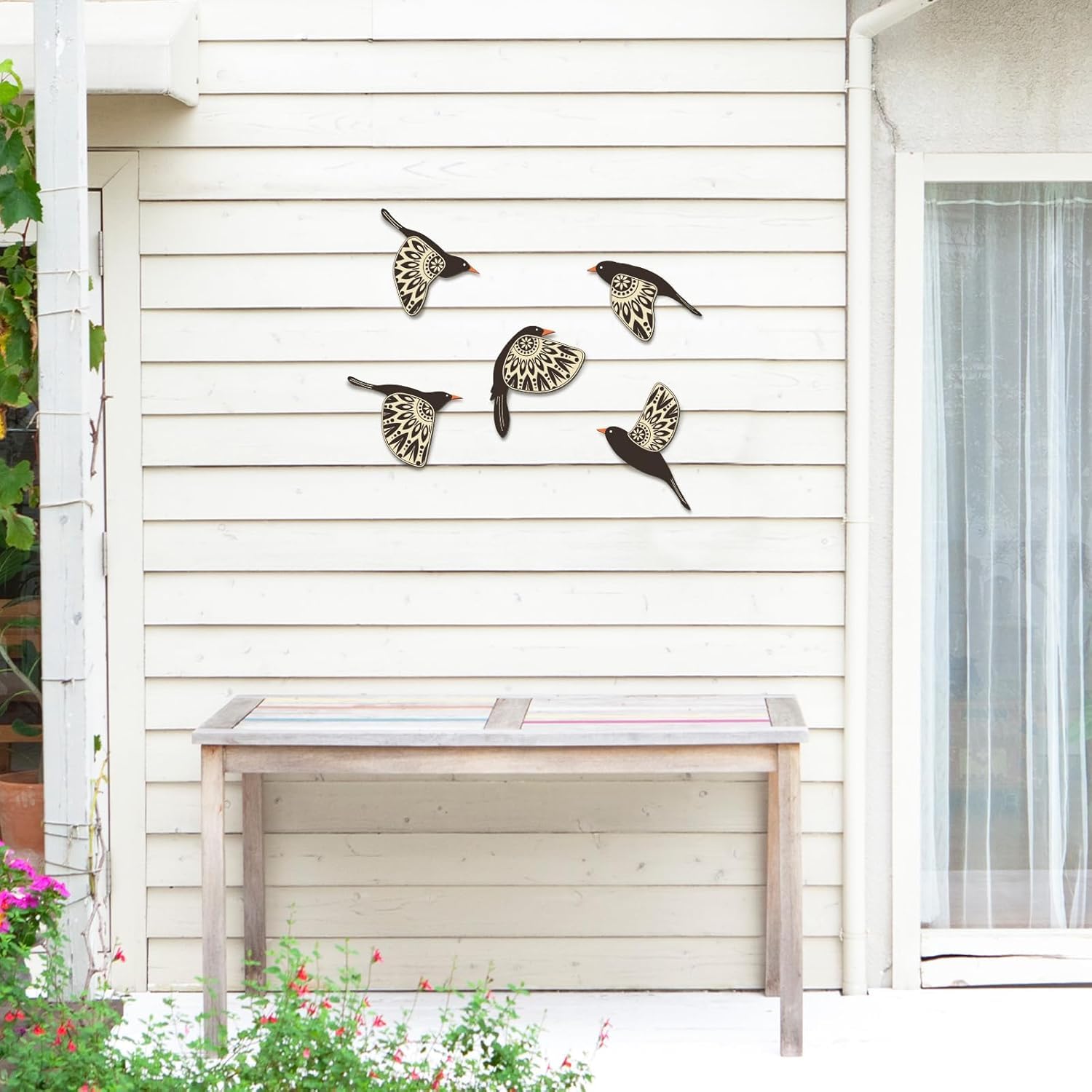 Wooden Hummingbird Wall Art - 5 Pcs Scandinavian Home Decor for Living Room, Bedroom & Office