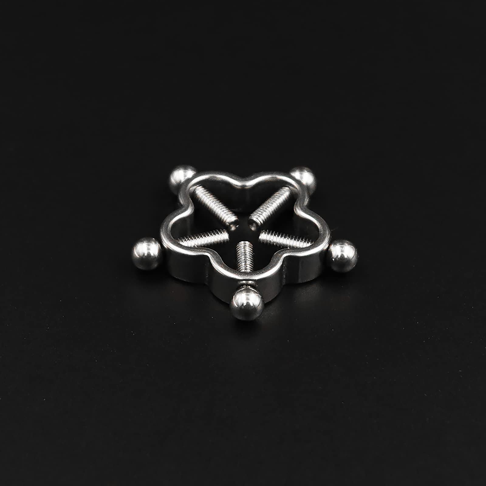 Faux Nipple Rings Non-Piercing Clamps - Adjustable Stainless Steel for Sensual Play
