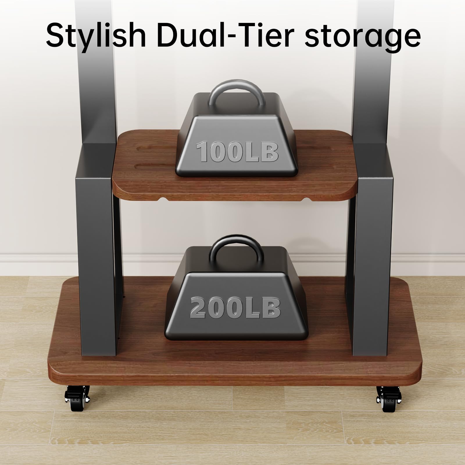 Heavy-Duty Mobile TV Stand Cart with Wheels for 32-75 Inch Flat/Curved LED/LCD/OLED Screens - Adjustable Height Floor TV Stand with Shelf, Supports up to 180lbs & Max VESA 600x400mm (Black) | Perfect for Living Room, Bedroom, Office or Commercial Use
