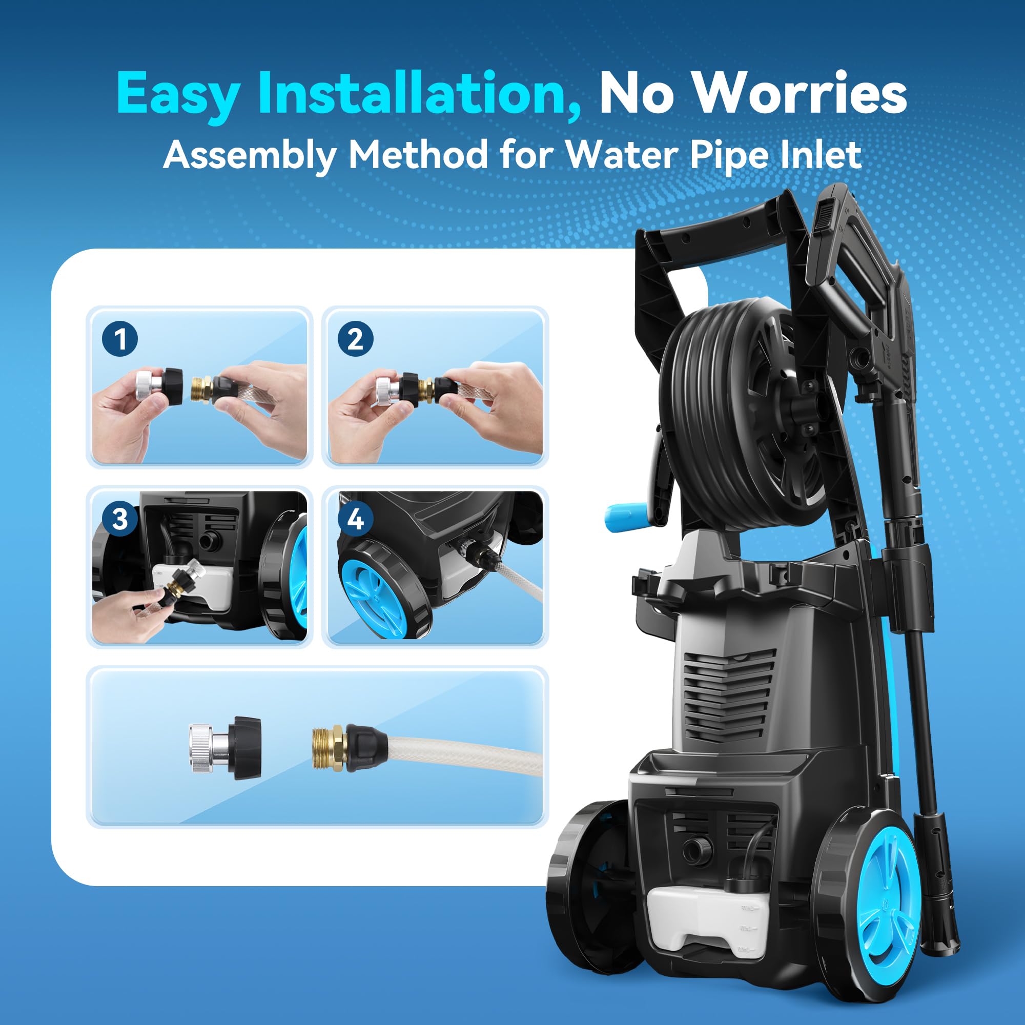 2100PSI Electric Pressure Washer with Foam Cannon & 2 Surface Cleaners - 1.85GPM High-Power Washer for Cars, Fences, Driveways & Patios | 360° Adjustable Nozzle for Deep Cleaning & Outdoor Maintenance