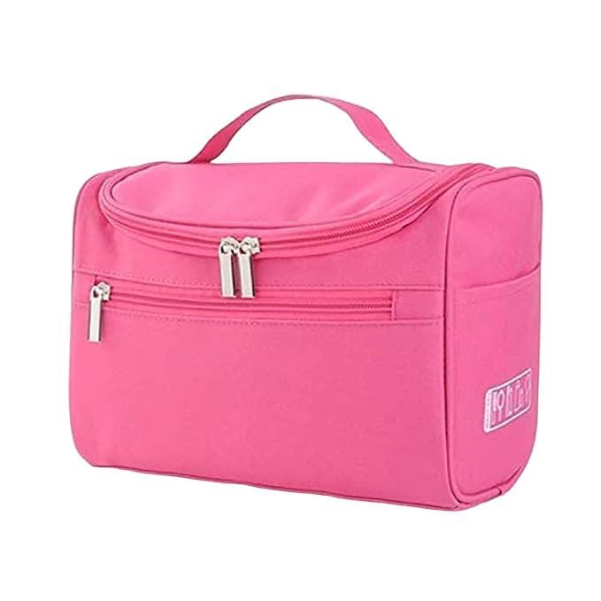 Multifunctional Travel Makeup Bag with Hook - Waterproof Cosmetic Organizer Pouch for Women, Pink Grooming Kit - Perfect for Travel, Gym, and Daily Use