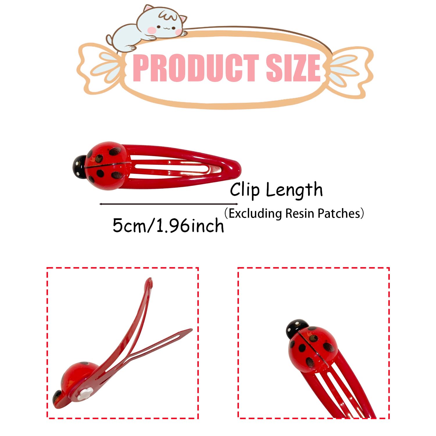 20 Pcs Cute Ladybug Hair Clips for Girls & Women - Animal Theme Snap Barrettes Hair Accessories (5cm/1.96inch) - Perfect for School, Parties & Daily Styling