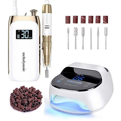 MelodySusie Professional Cordless LED Gel Nail Lamp with Jade Electric Nail File Kit - Perfect for Home Manicures, Salon Nail Art & DIY Gel Polish Curing