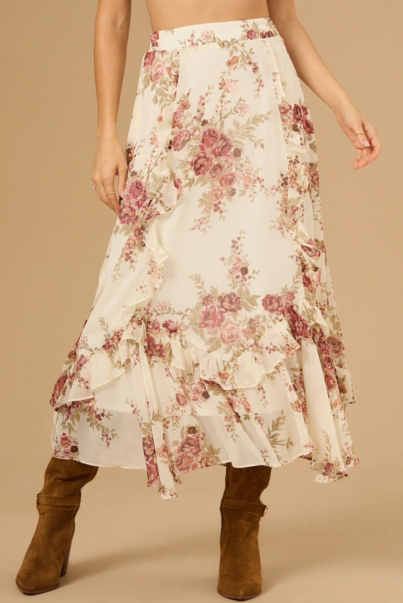 Isabella Floral Midi Skirt - Women's Summer A-Line Skirt with Pockets | Perfect for Beach, Vacation & Boho Outfits