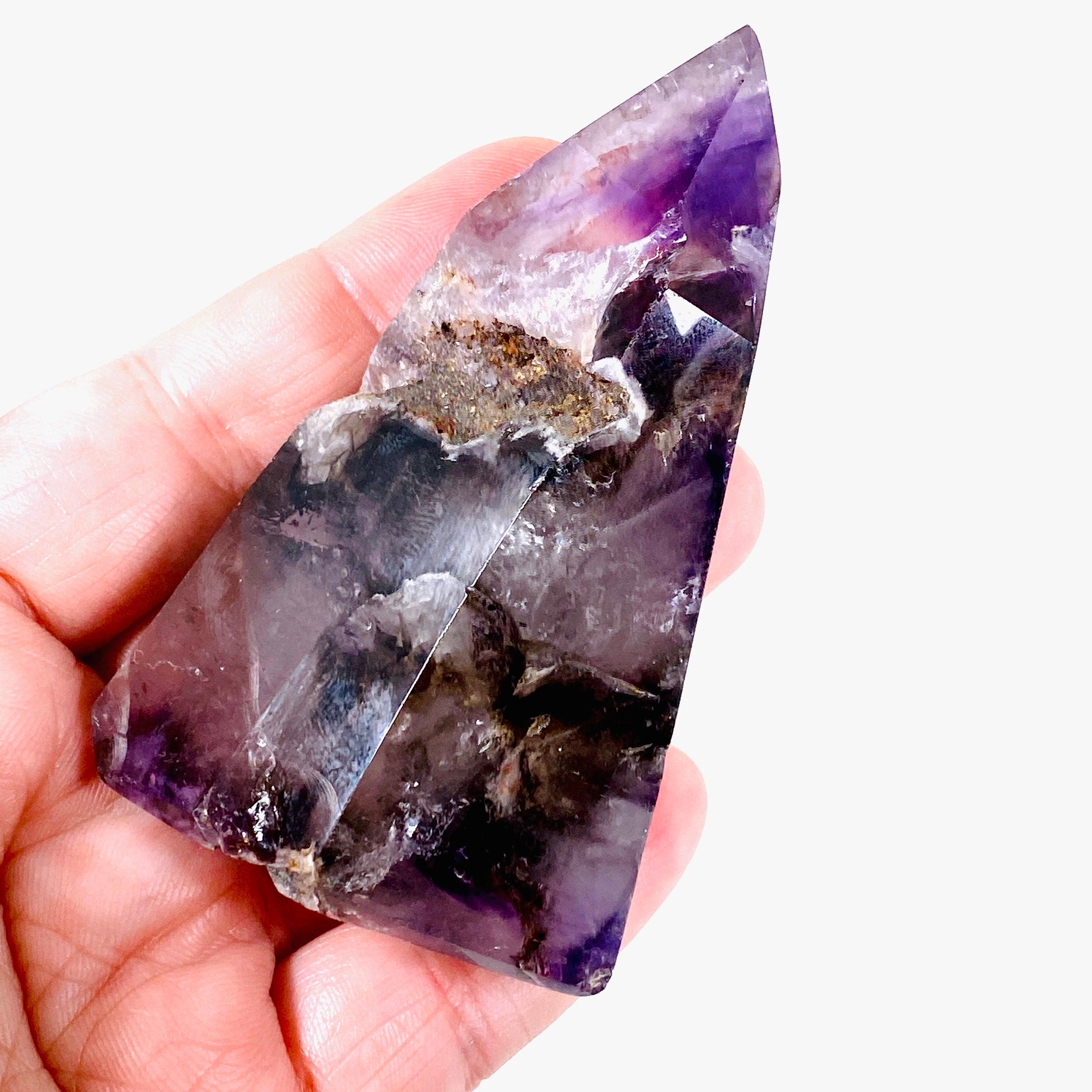 Natural Smokey Amethyst Polished Crystal with Inclusions - Healing Stone for Meditation, Reiki & Home Decor (CR3712)