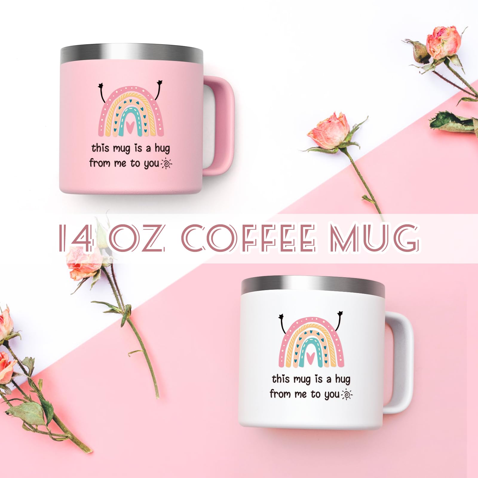 LiqCool 14 Oz Cute Pink Coffee Mug - Best Friend Gift for Sister, Unique Inspirational Spiritual Gift for Women - Perfect for Christmas, Birthdays & Daily Coffee Moments