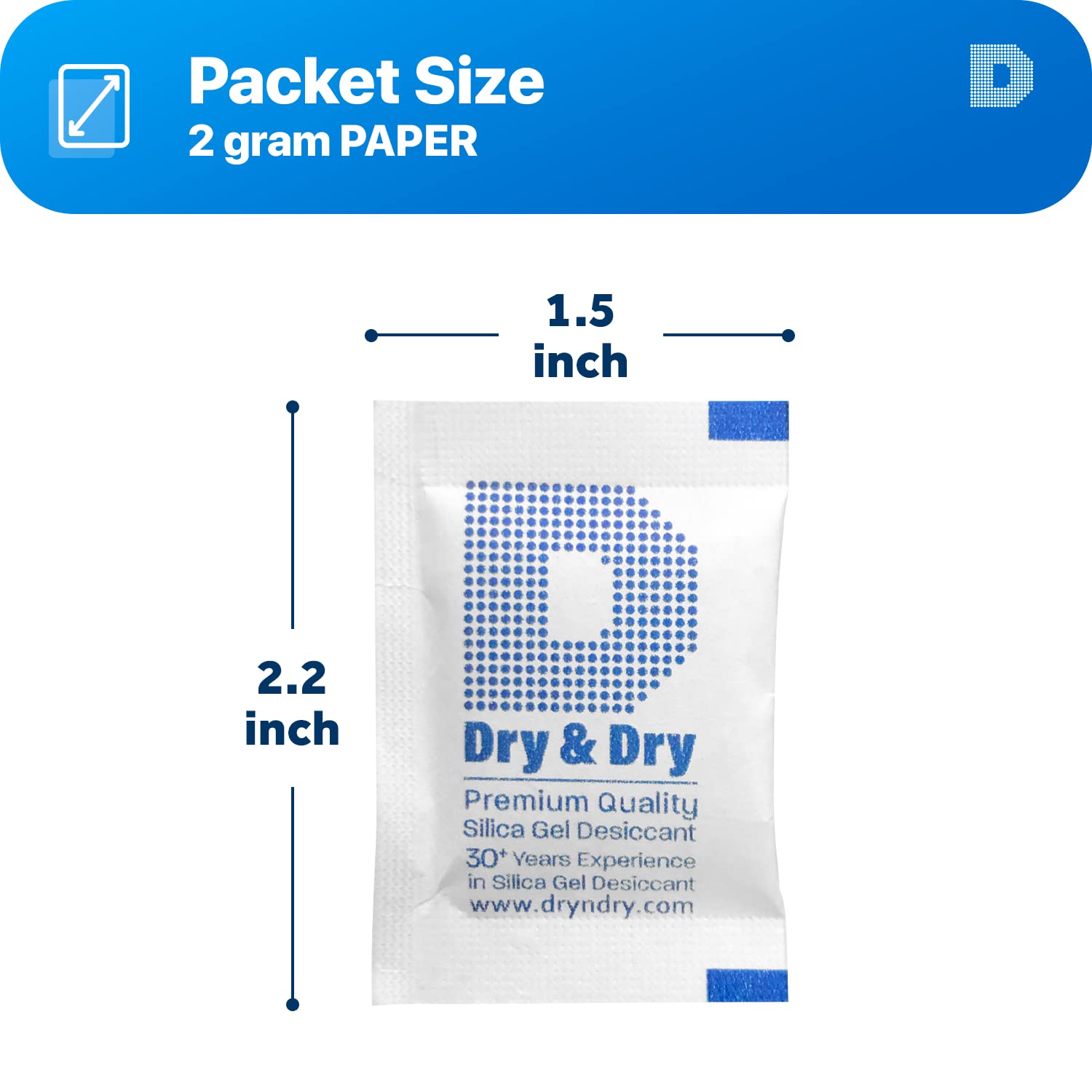 Dry & Dry 2 Gram [6000 Packets] Food Grade Silica Gel Desiccant Packs - Rechargeable Moisture Absorbers for Food Storage, Electronics, Documents & Closet Protection | Bulk Silica Gel Packets for Long-Term Preservation