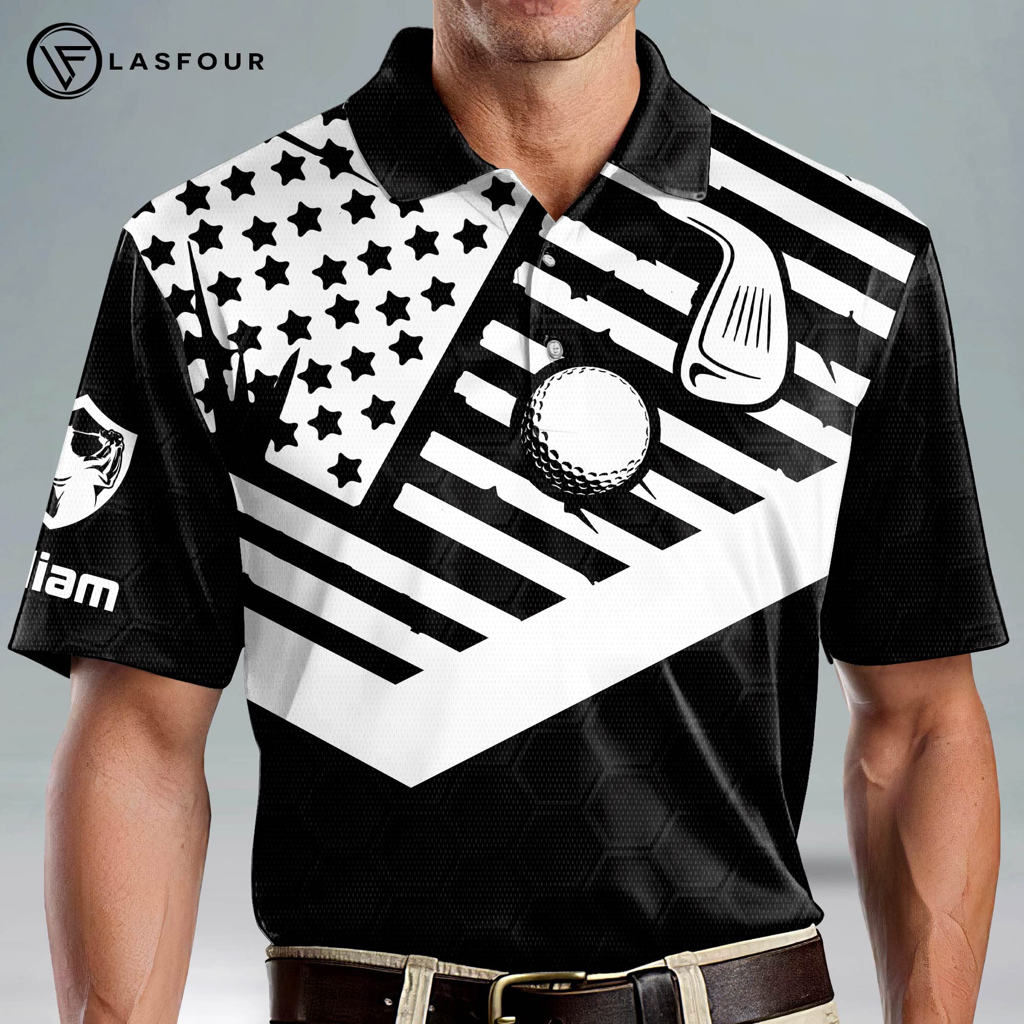 LASFOUR Personalized Skull Golf Shirts for Men - Dry Fit Lightweight Short Sleeve Polo Shirt - Funny & Unique Golf Apparel - Perfect for Golf Tournaments, Casual Wear & Gifts