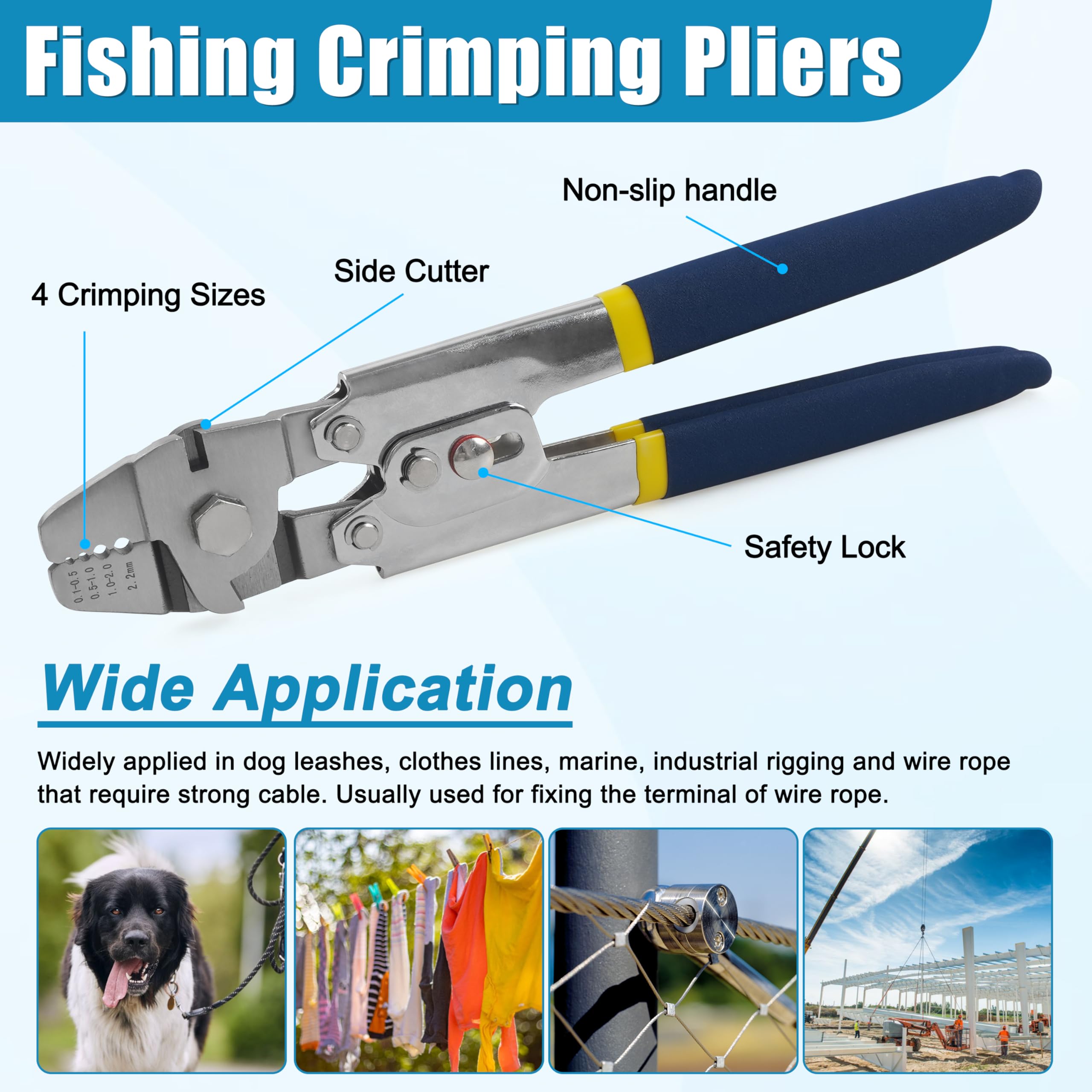 Premium Stainless Steel Fishing Crimping Tool Kit with 590pcs Crimp Sleeves & Beads - 8 Sizes for Wire Rope & Cable Repair | Perfect for Marine, DIY Jewelry Making, and Outdoor Fishing Gear Maintenance