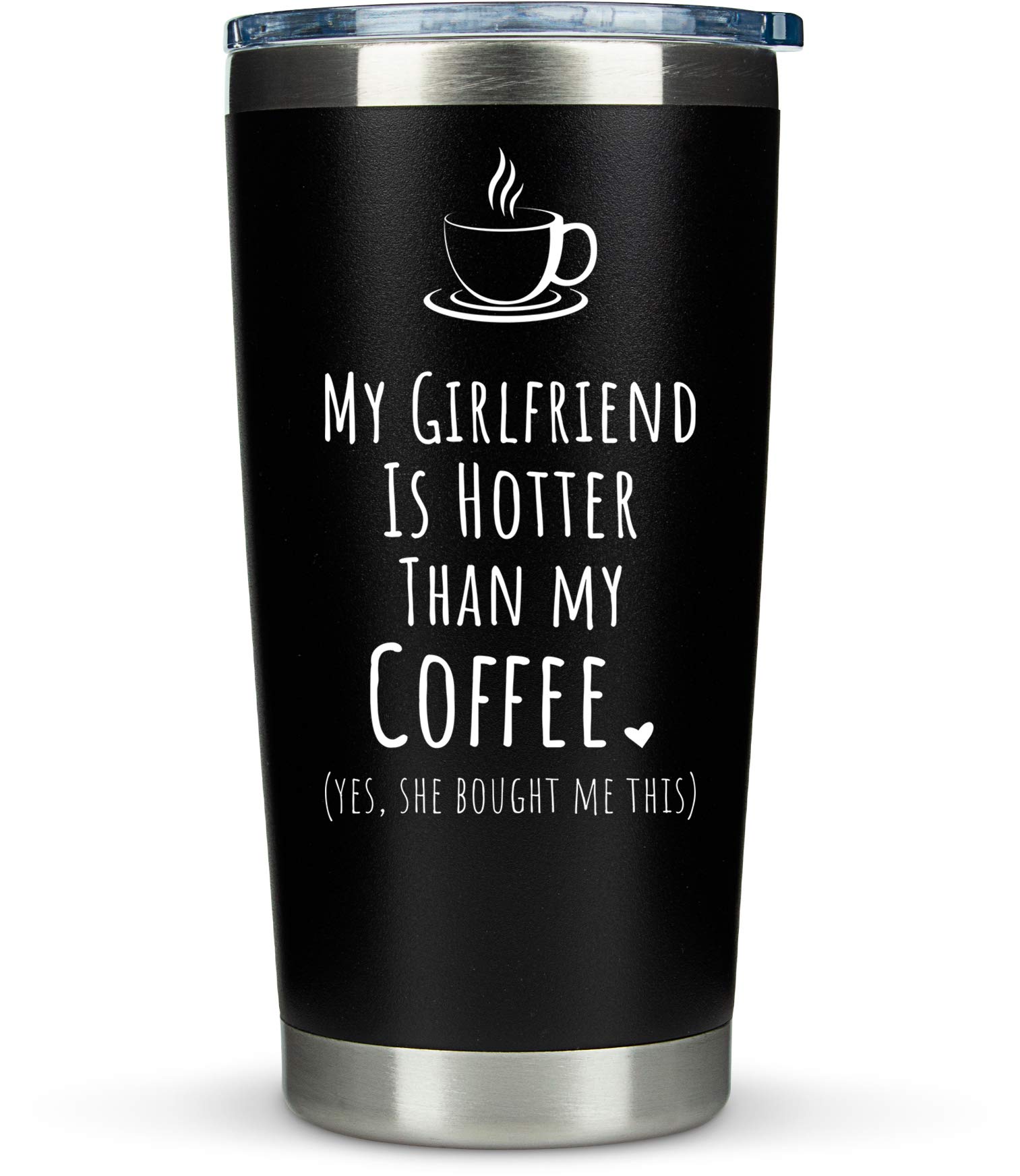 KLUBI 20oz Insulated Stainless Steel Travel Coffee Tumbler - Funny Boyfriend Gift for Anniversary, Valentine's Day, Birthday | Cute Present Idea for Him | Perfect for Commuting, Camping & Office Use