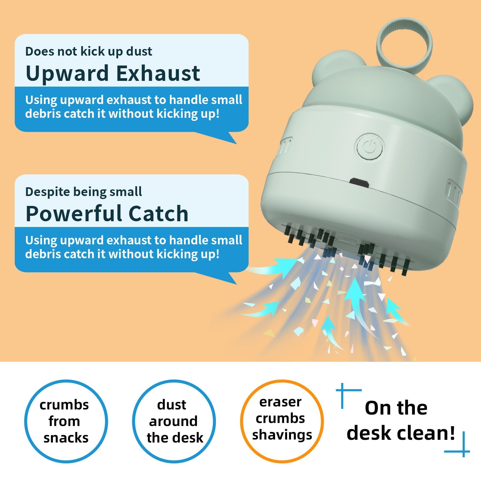 Zmol Mini USB Vacuum Cleaner for Keyboard & Office Desk - Portable Dust Cleaner with Brush & Bear Grip for Easy Cleaning