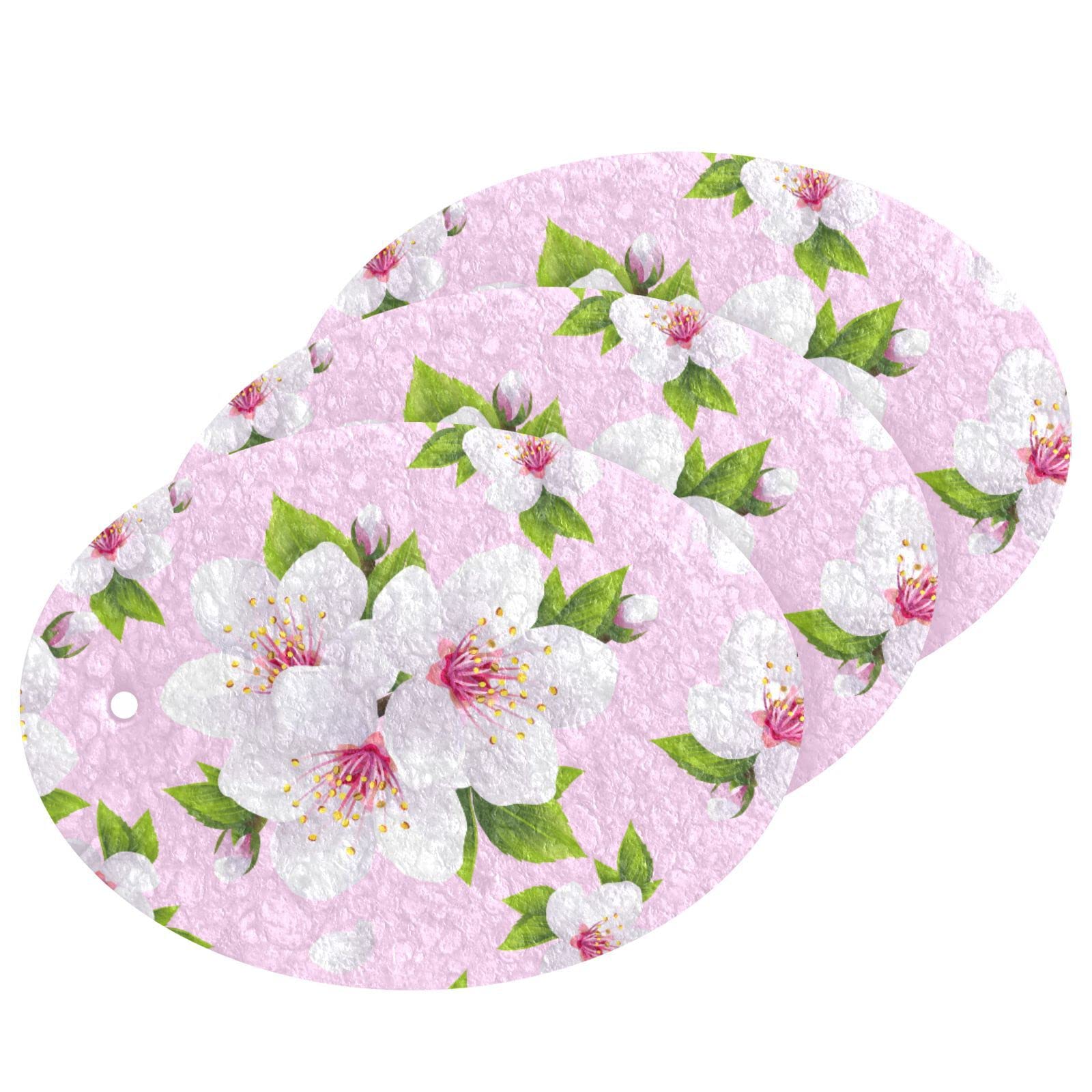 Japanese Cherry Blossom Dish Sponges 3-Pack - Soft Scrub Pads for Kitchen Cleaning