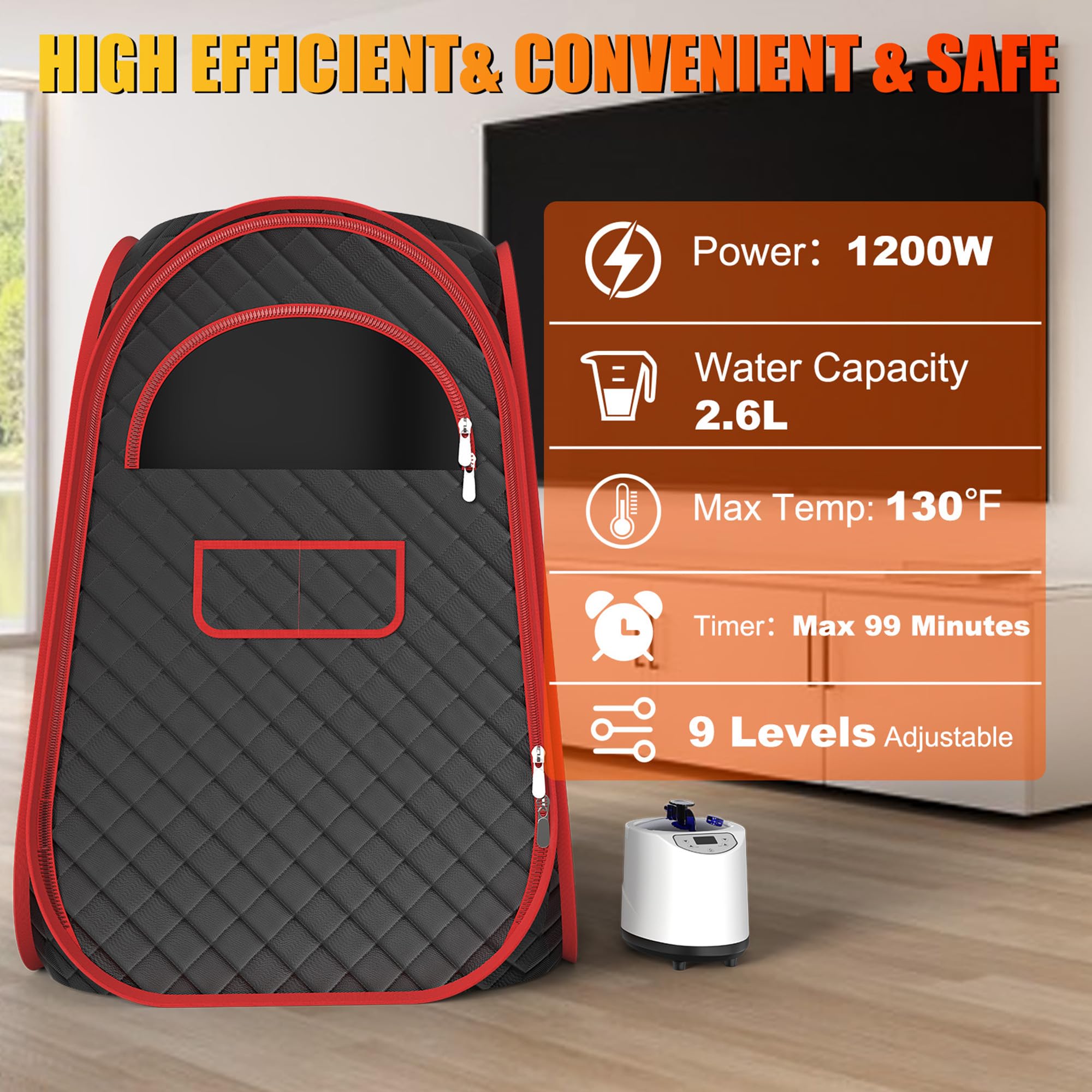 Portable Steam Sauna for Home - 2.6L Steamer with Remote Control, Folding Chair & Sauna Tent | Personal Relaxation & Detox | Perfect for Spa, Yoga & Post-Workout Recovery