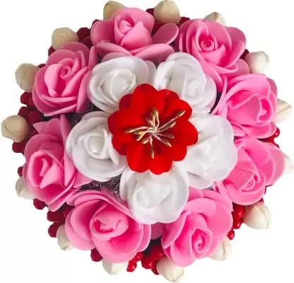 Ruchi Flower Juda Gajra Bun Hair Accessories for Women & Girls - Colorful Hair Jewelry Set for Weddings, Parties & Festivals | Indian Bridal Hair Ornaments