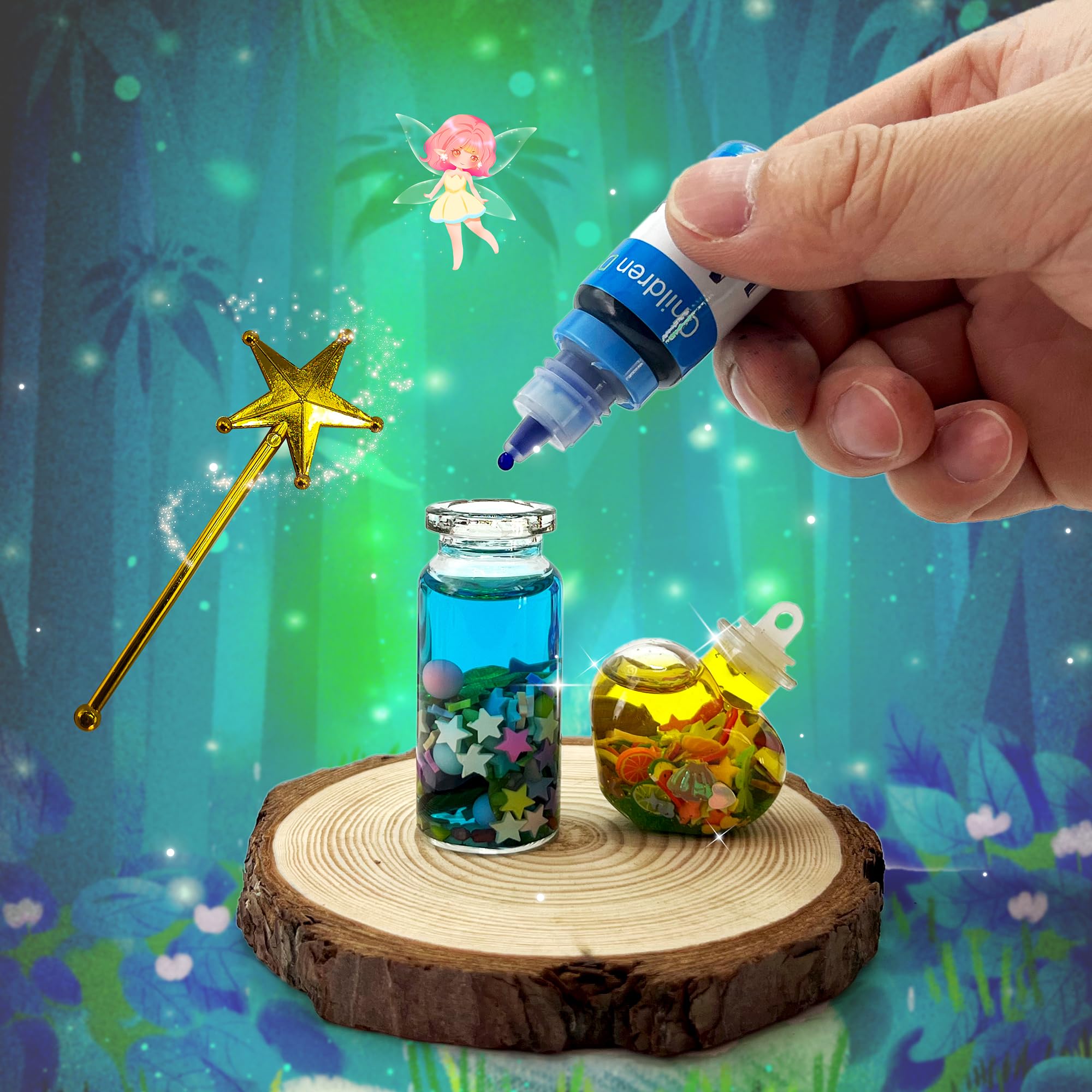 18-Piece Potion Bottles Kit for Kids - Fairy Mixies Magic Potion Set for Halloween & Christmas Decorations - Creative Art Toy & Fun Birthday Gift for Girls Ages 6-10 - Perfect for Pretend Play, Party Favors & DIY Crafts